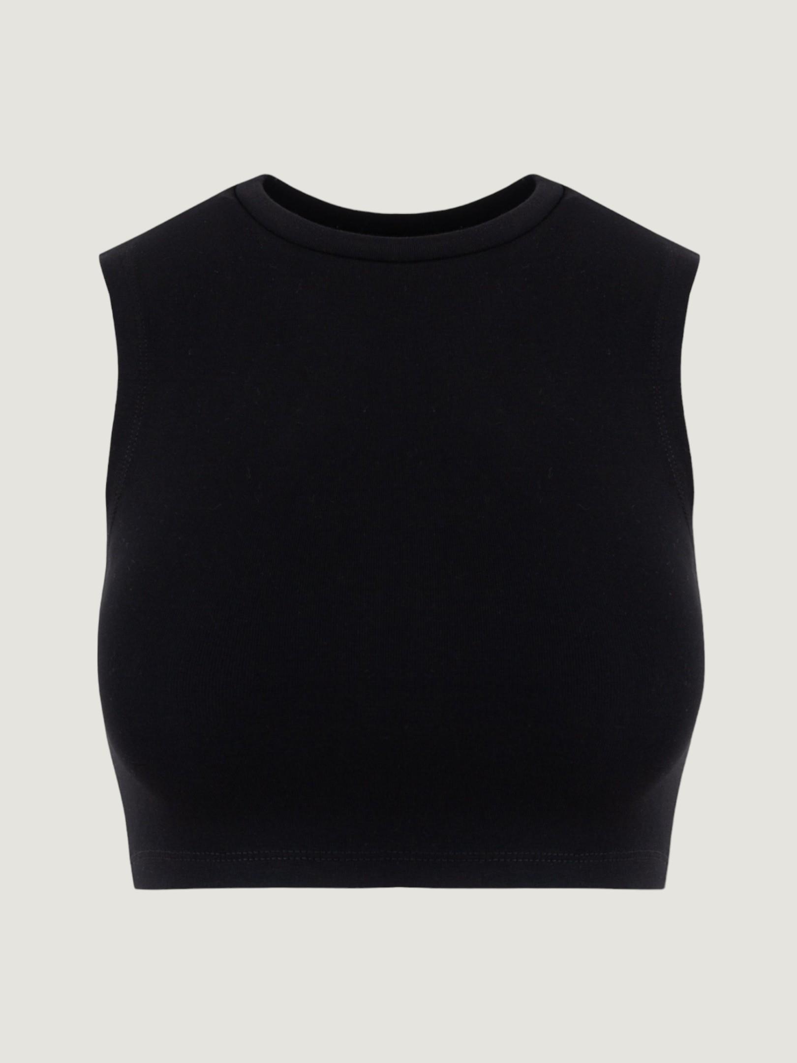 Bisiklet Yaka Kolsuz Crop Top - Siyah Body Modelleri
