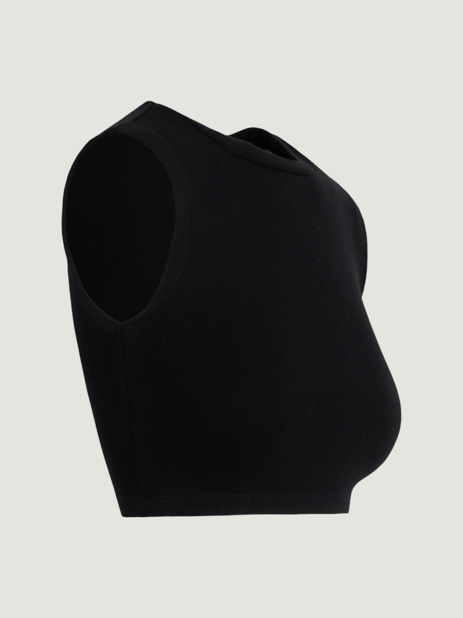 Bisiklet Yaka Kolsuz Crop Top - Siyah Body Modelleri