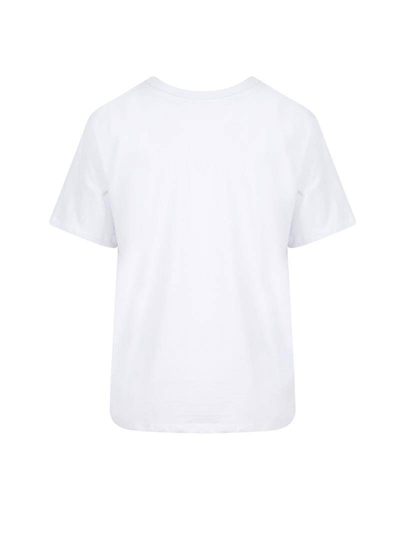 Bisiklet Yaka Oversize Tişört - Beyaz
