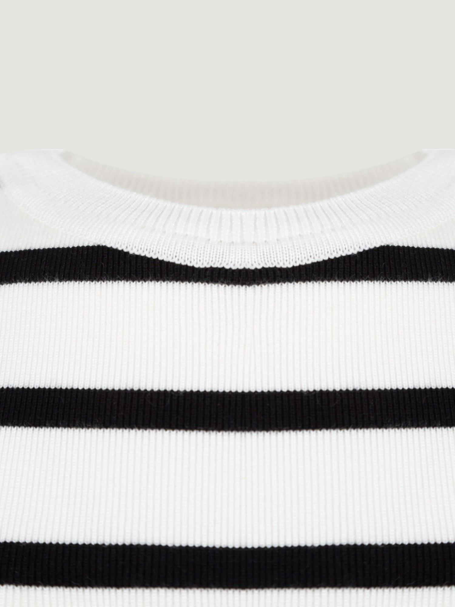 Bisiklet Yaka Triko Crop Bluz - Çizgili Bluz Modelleri