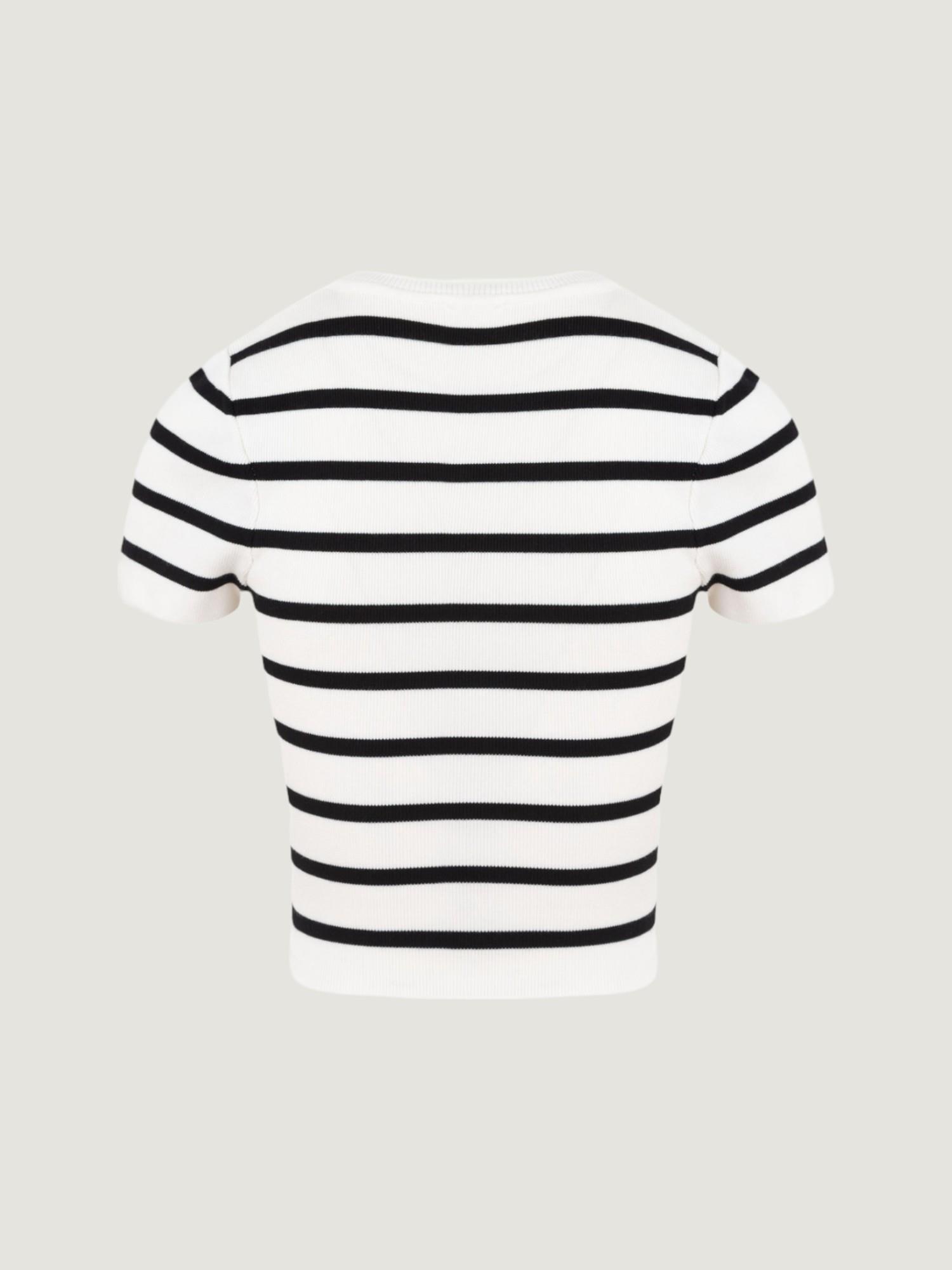 Bisiklet Yaka Triko Crop Bluz - Çizgili Bluz Modelleri
