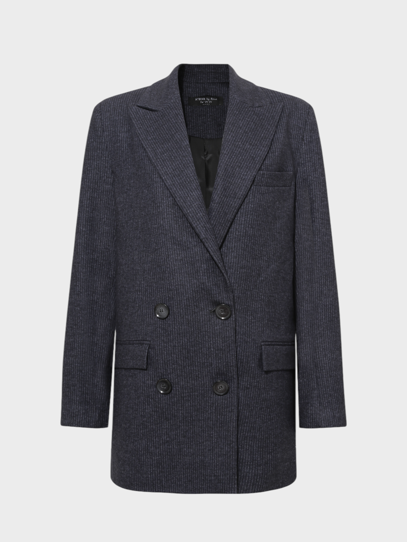 Çizgili Oversize Kesim Ceket - Lacivert Ceket Modelleri