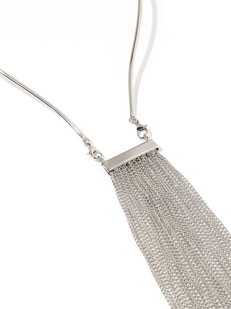 Çoklu Zincir Sallantılı Kolye - Silver