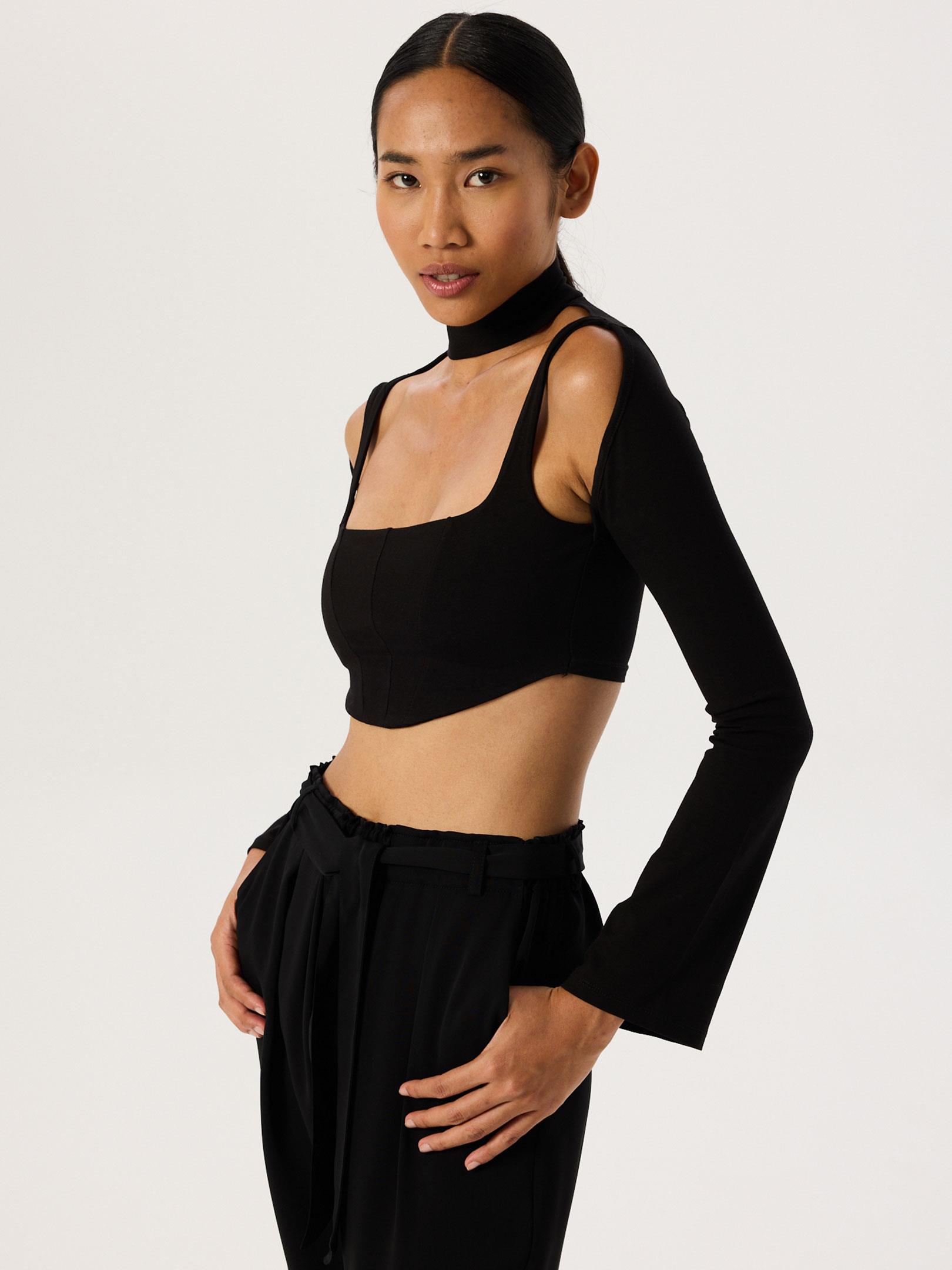 Cut Out Detaylı Bluz - Siyah Bluz Modelleri