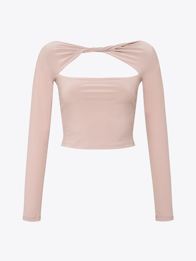 Cut Out Detaylı Uzun Kollu Body - Bej