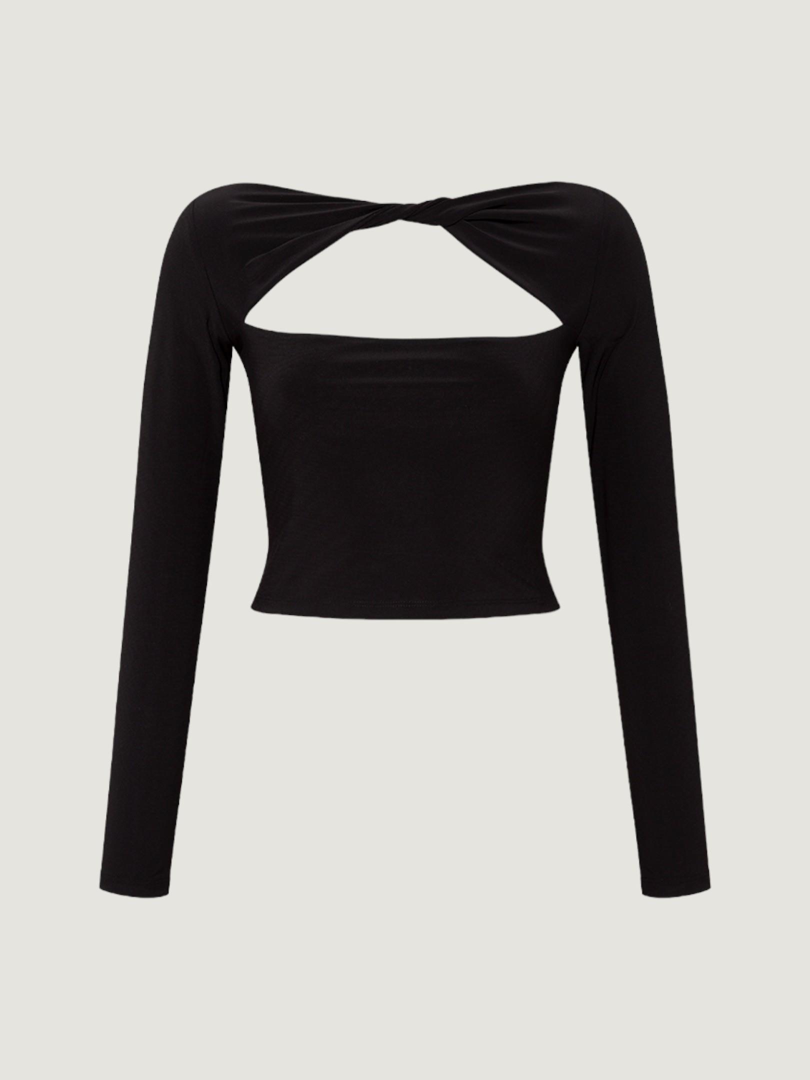 Cut Out Detaylı Uzun Kollu Body - Siyah Body Modelleri