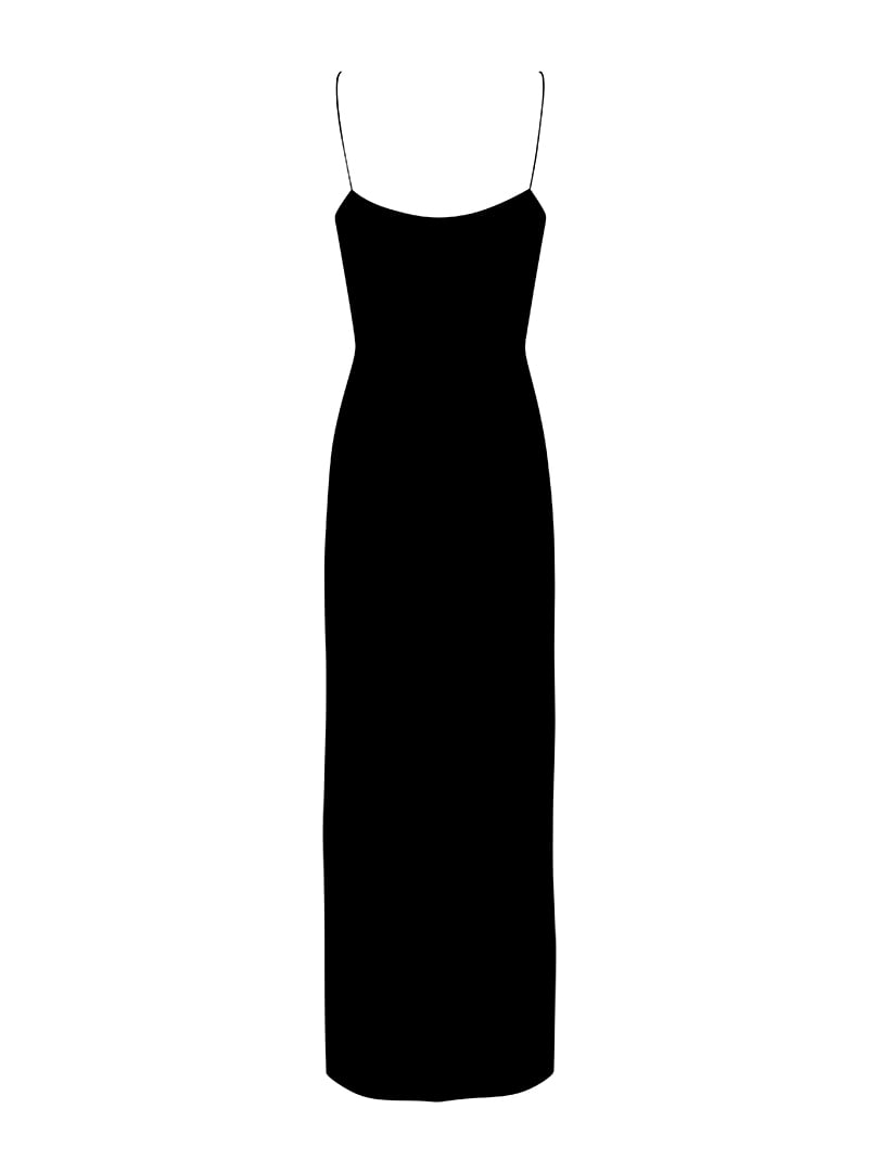 Cut Out Halka Detaylı Askılı Midi Elbise - Siyah