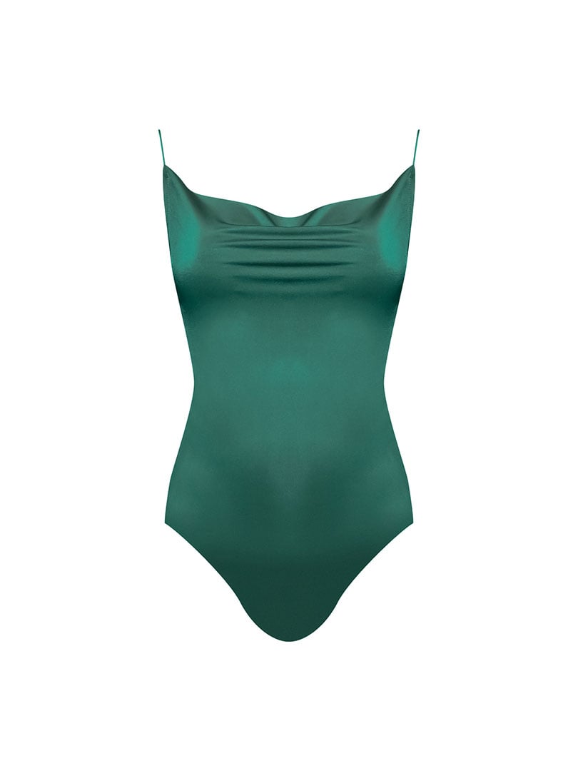 DAHLIA İp Askılı Degaje Yaka Bodysuit - Petrol
