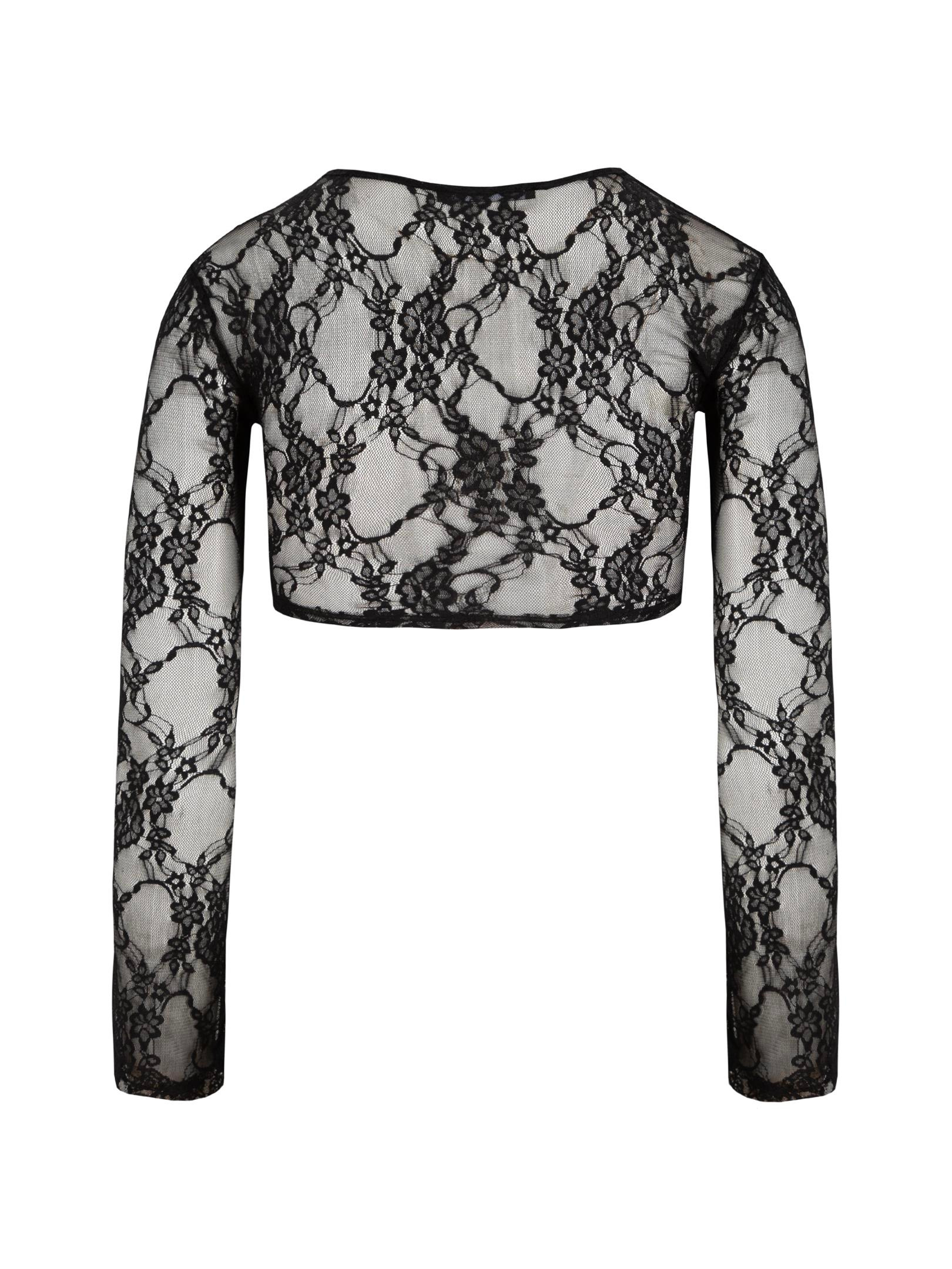 Dantel Crop Top - Siyah Body & Bluz Modelleri