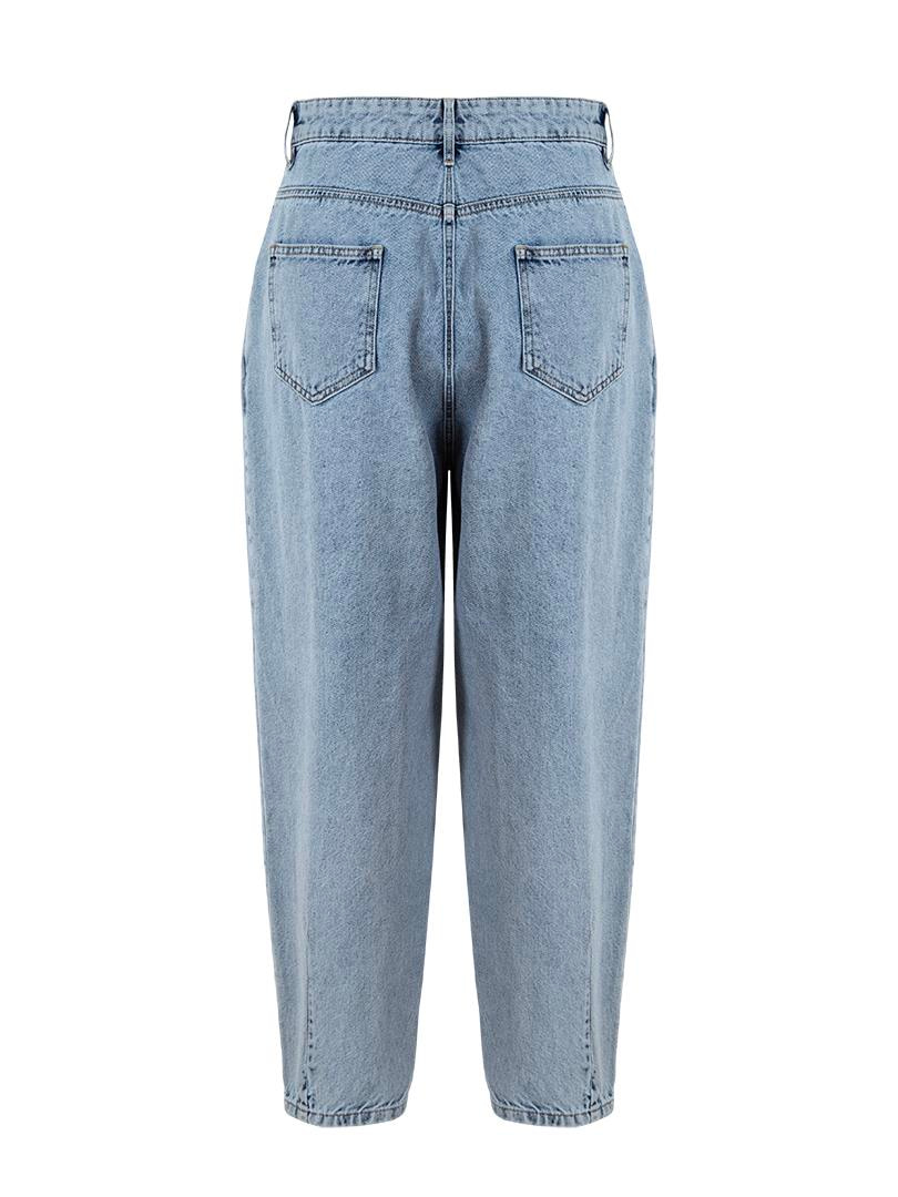 Denim Bol Mom Pantolon - İndigo