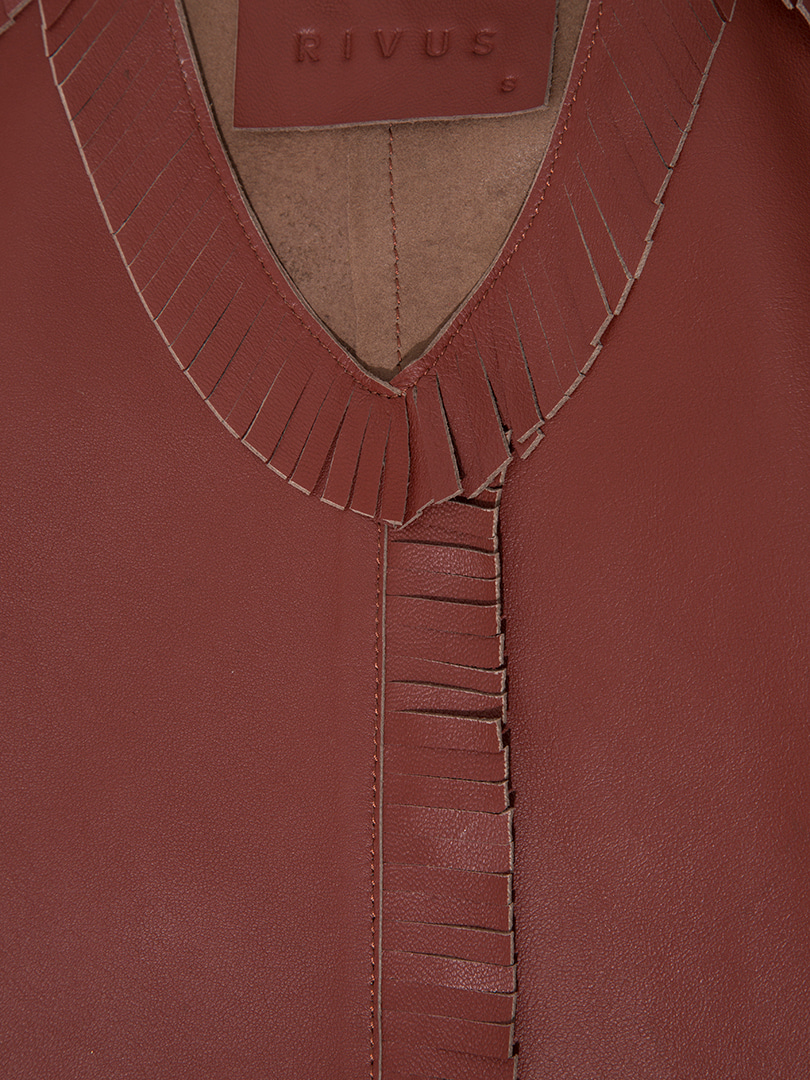 Deri Crop Top - Bordo