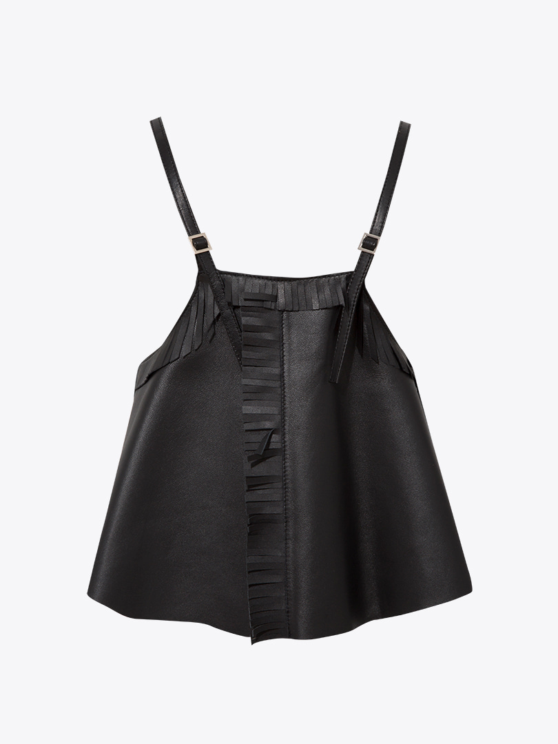 Deri Crop Top - Siyah