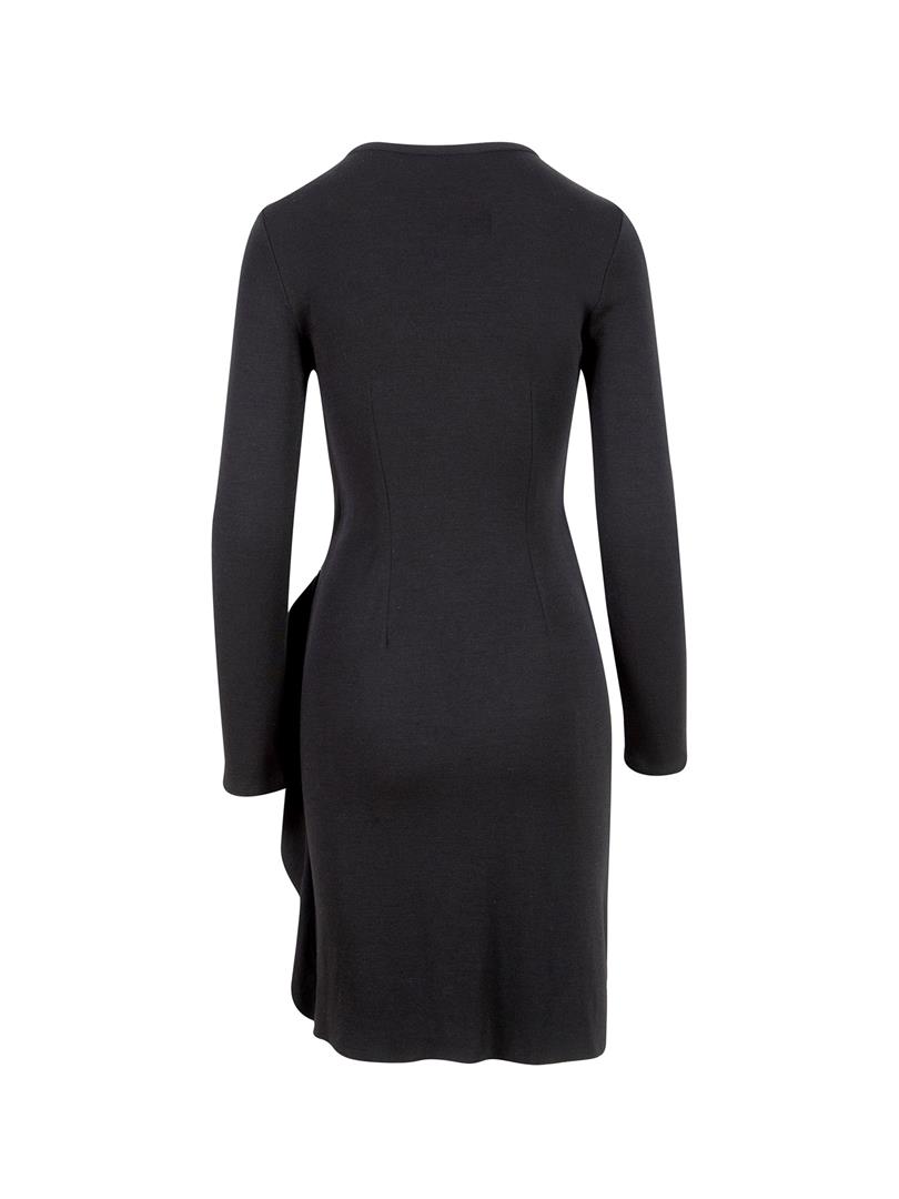 Drape Detaylı Yandan Fermuarlı Elbise - Siyah
