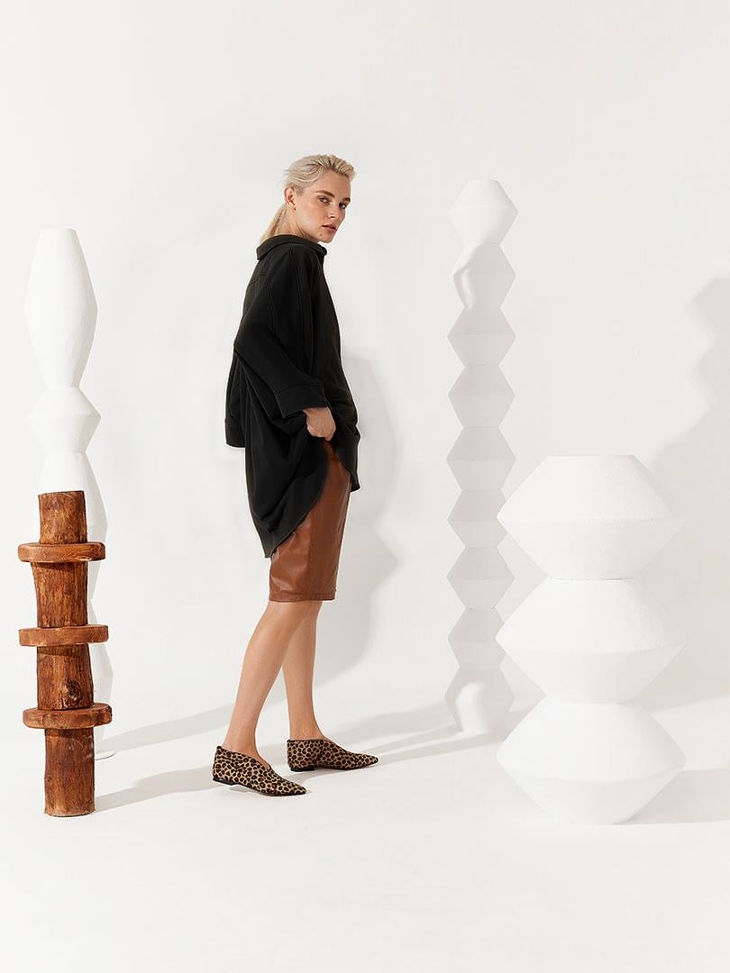 Düğme Detaylı Oversized Gömlek - Siyah