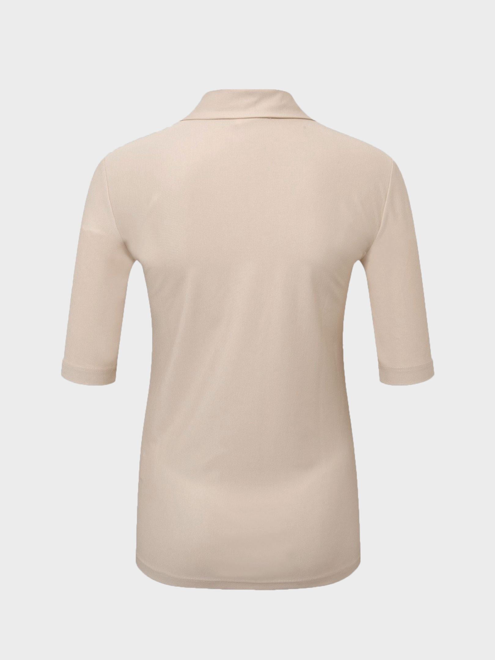 Düğmeli Polo Yaka T-shirt - Bej T-shirt Modelleri