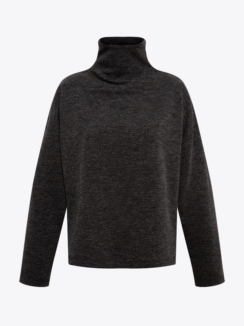 Düşük Omuzlu Dik Yaka Sweatshirt - Antrasit