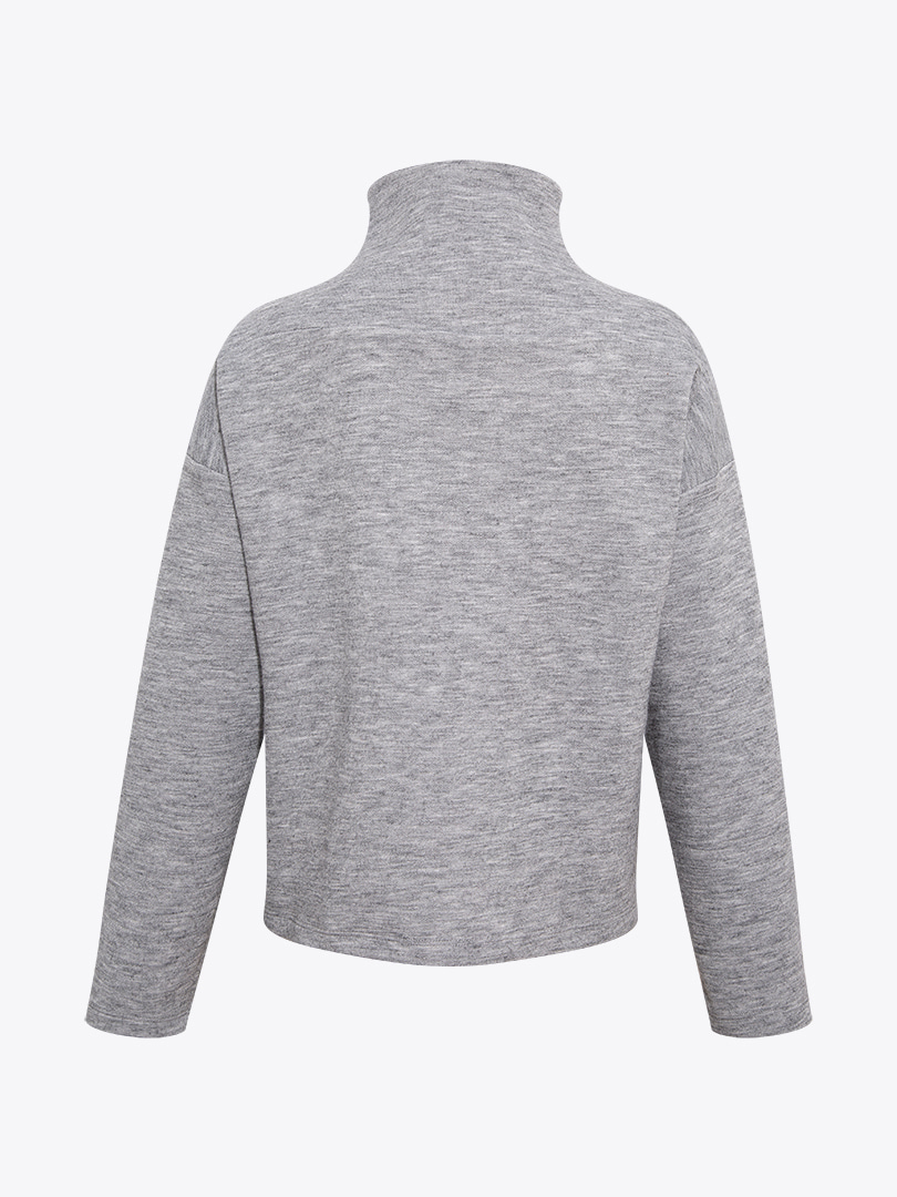 Düşük Omuzlu Dik Yaka Sweatshirt - Gri