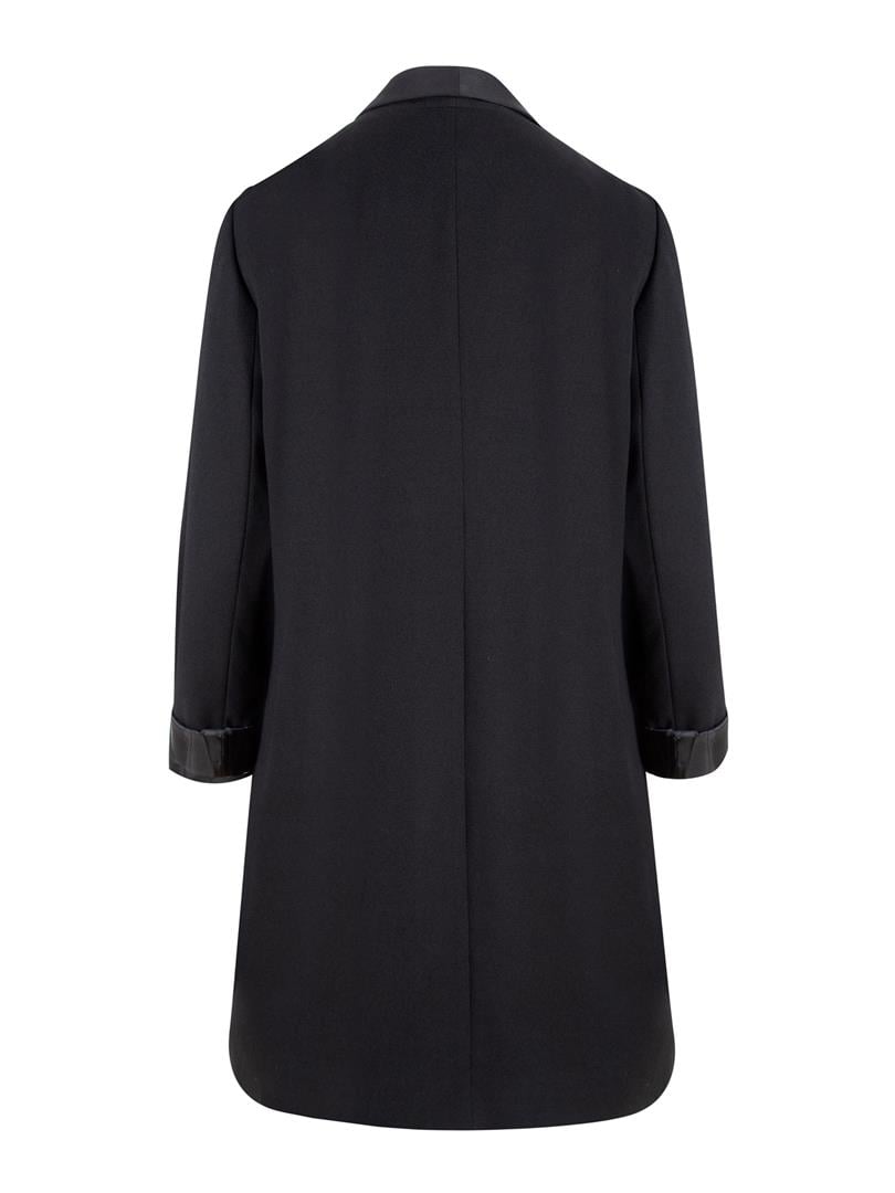 Garni Detaylı Uzun Blazer - Siyah