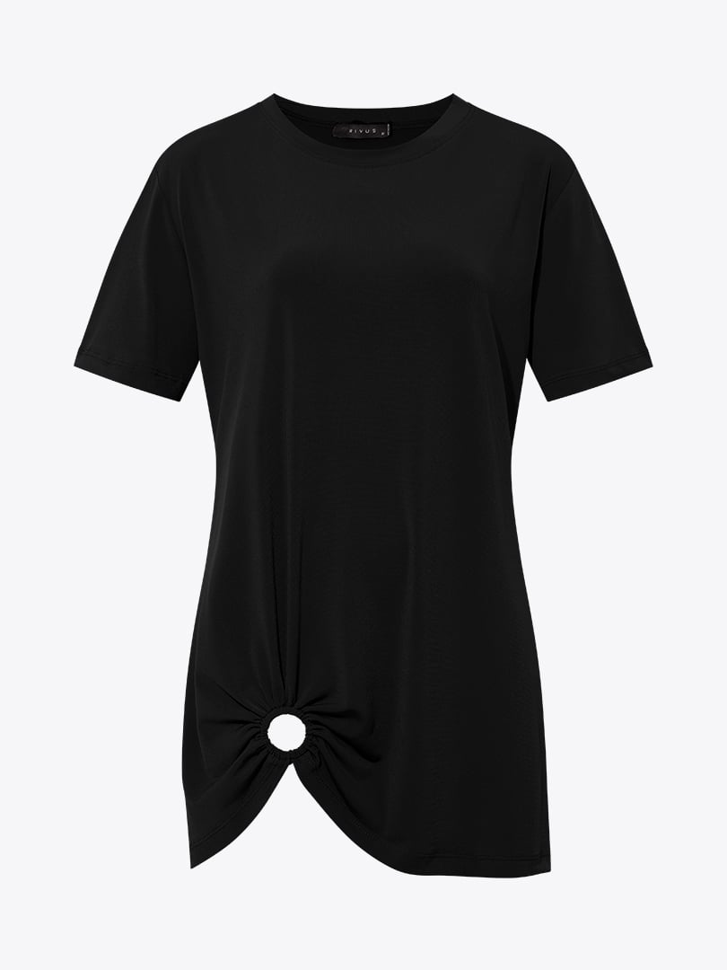 Halka Detaylı T-shirt - Siyah