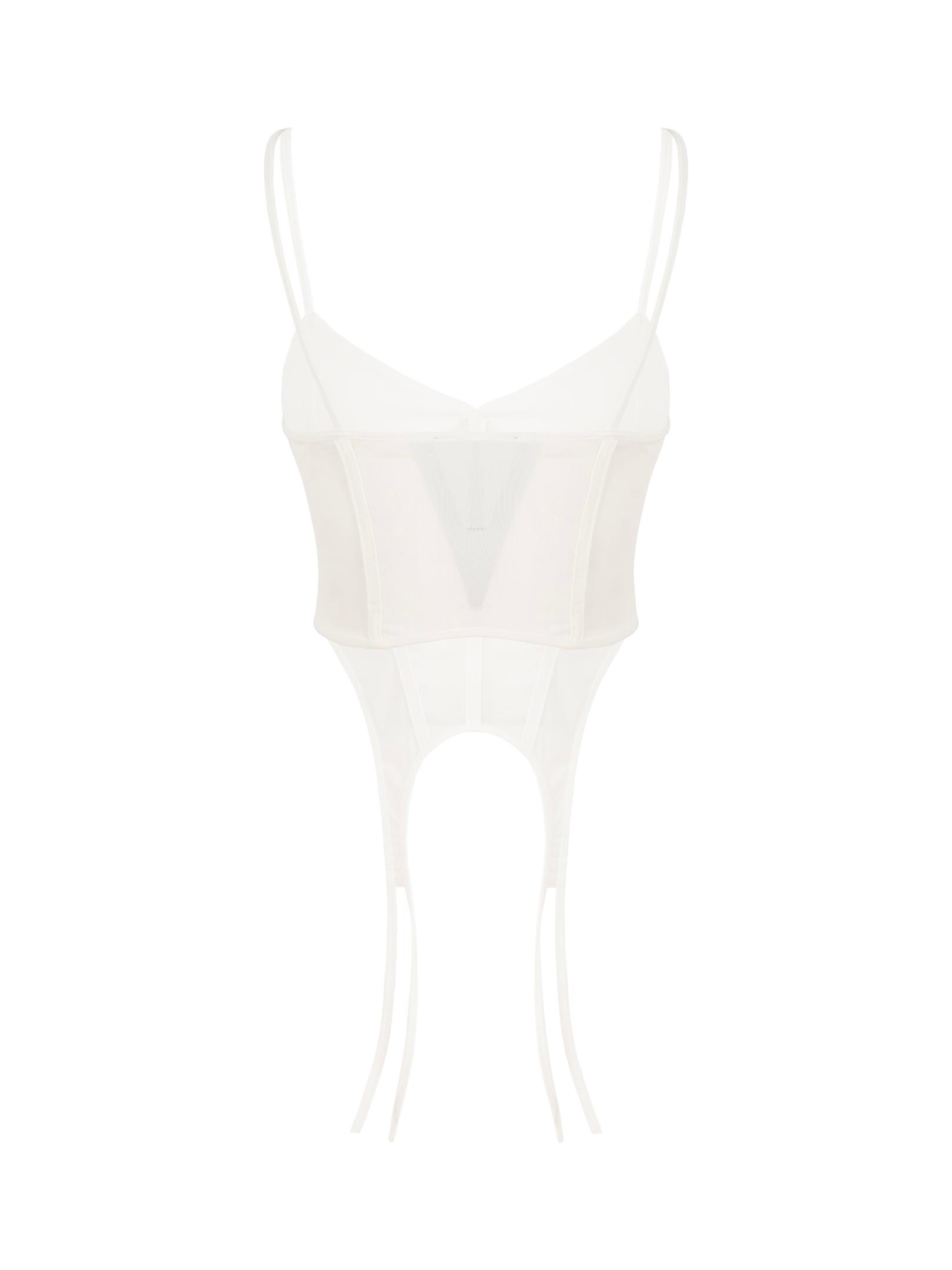 İnce Askılı Tül Büstiyer - Beyaz Body & Bluz Modelleri
