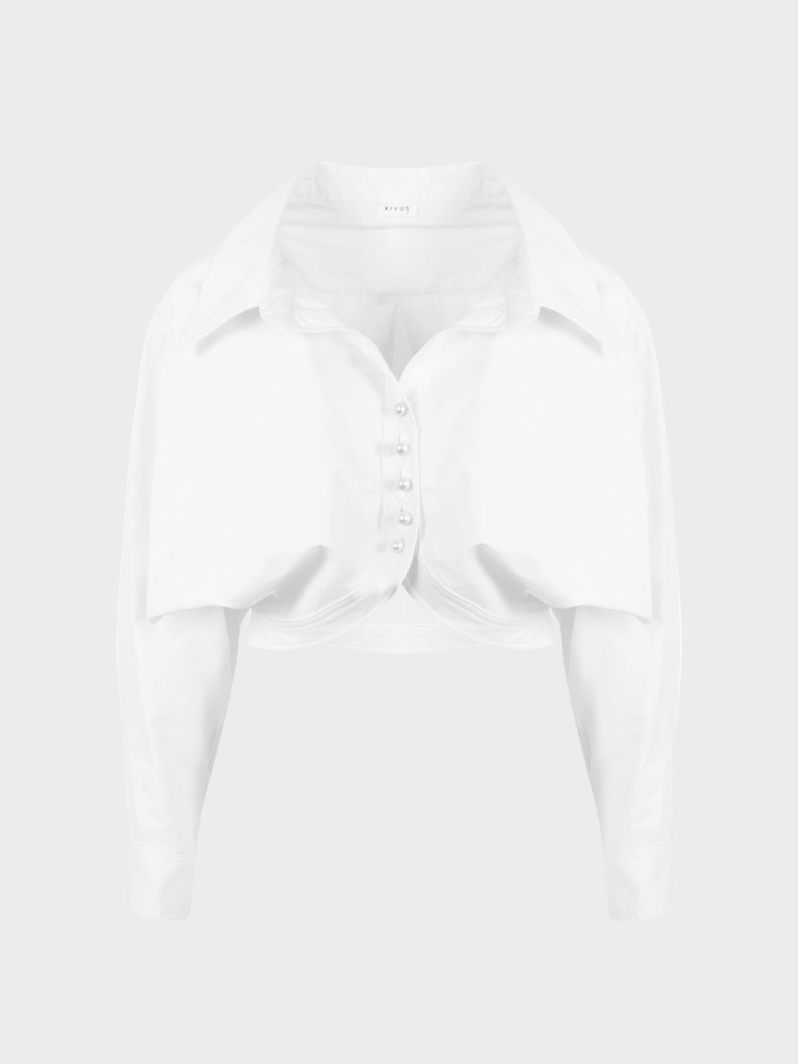 İnci Düğmeli Oversize Koton Gömlek - Beyaz Gömlek Modelleri