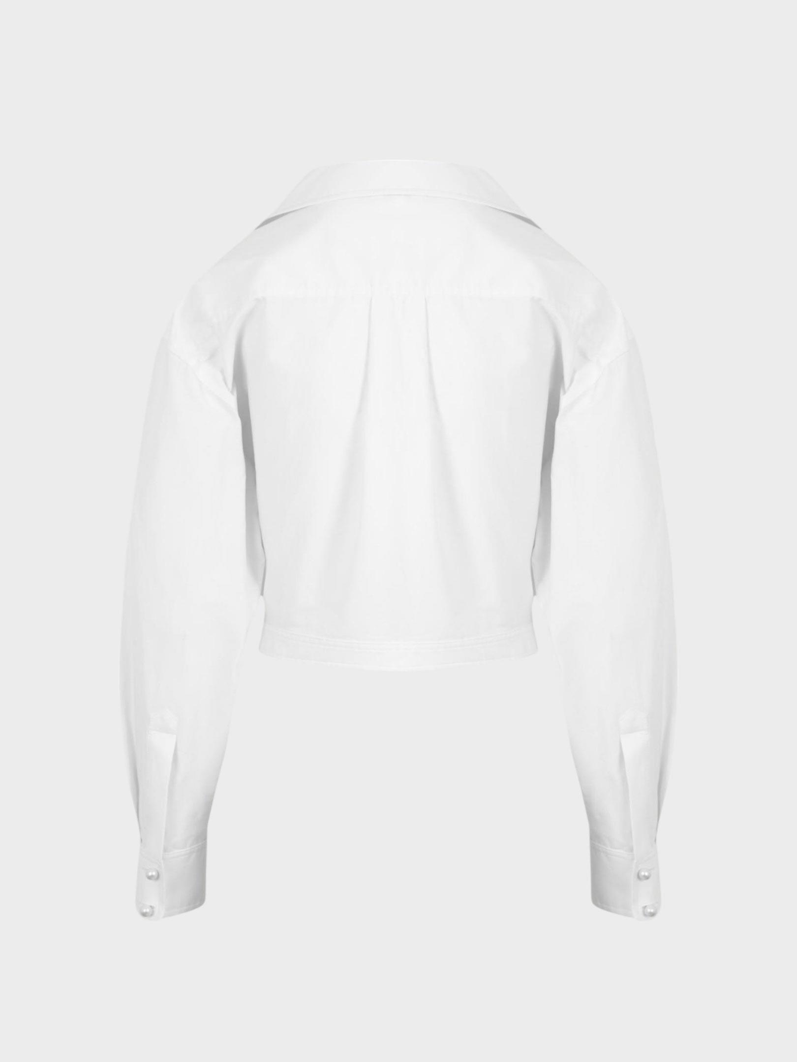 İnci Düğmeli Oversize Koton Gömlek - Beyaz Gömlek Modelleri