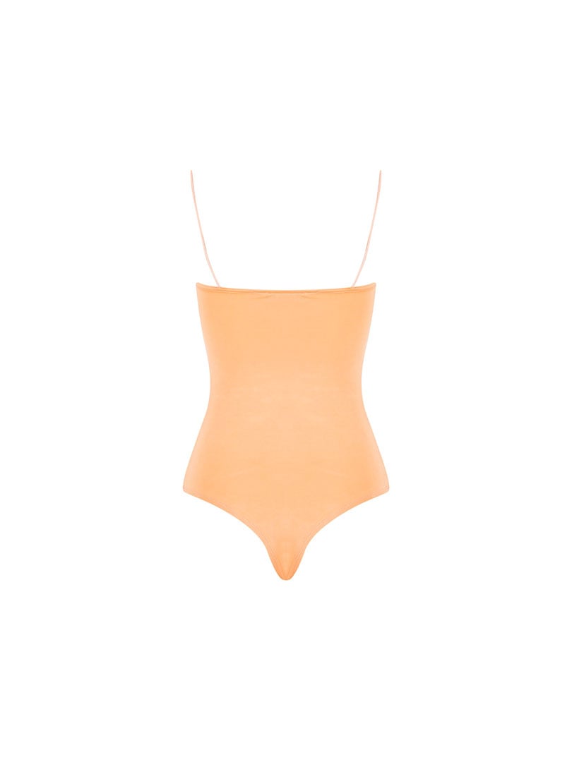 İp Askılı Degaje Yaka Bodysuit - Turuncu
