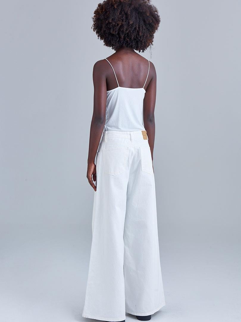 İp Askılı Degaje Yaka Kristal Taşlı Bodysuit - Ekru