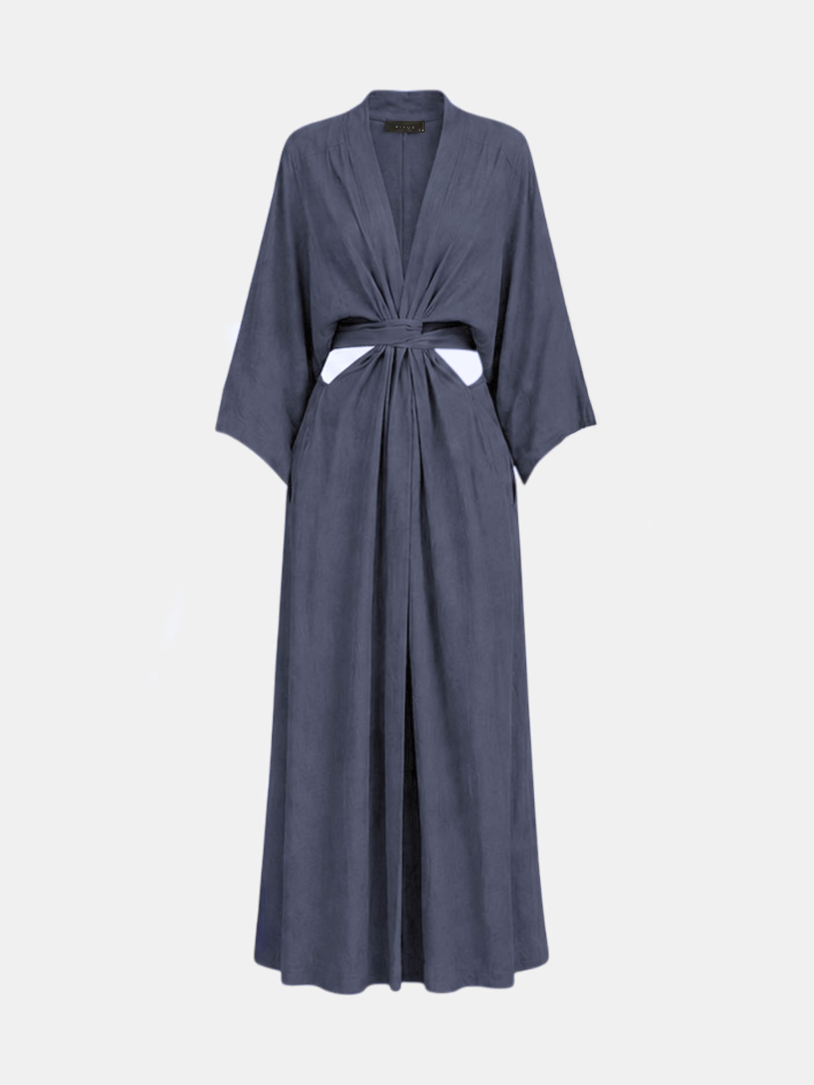 Kadın, Bayan Beli Bağlama Detaylı Keten Kimono - İndigo Kimono & Pareo Modelleri