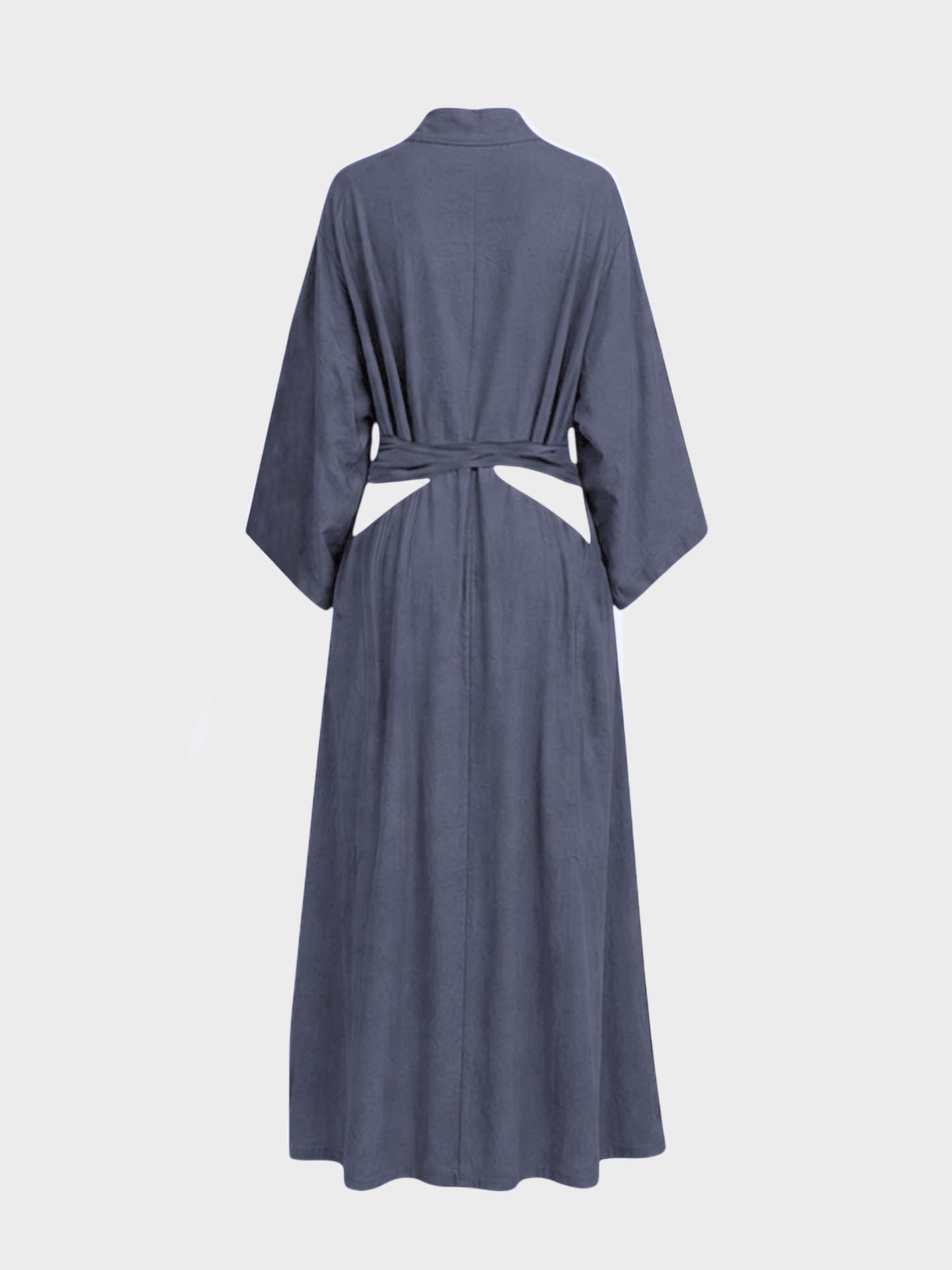 Kadın, Bayan Beli Bağlama Detaylı Keten Kimono - İndigo Kimono & Pareo Modelleri