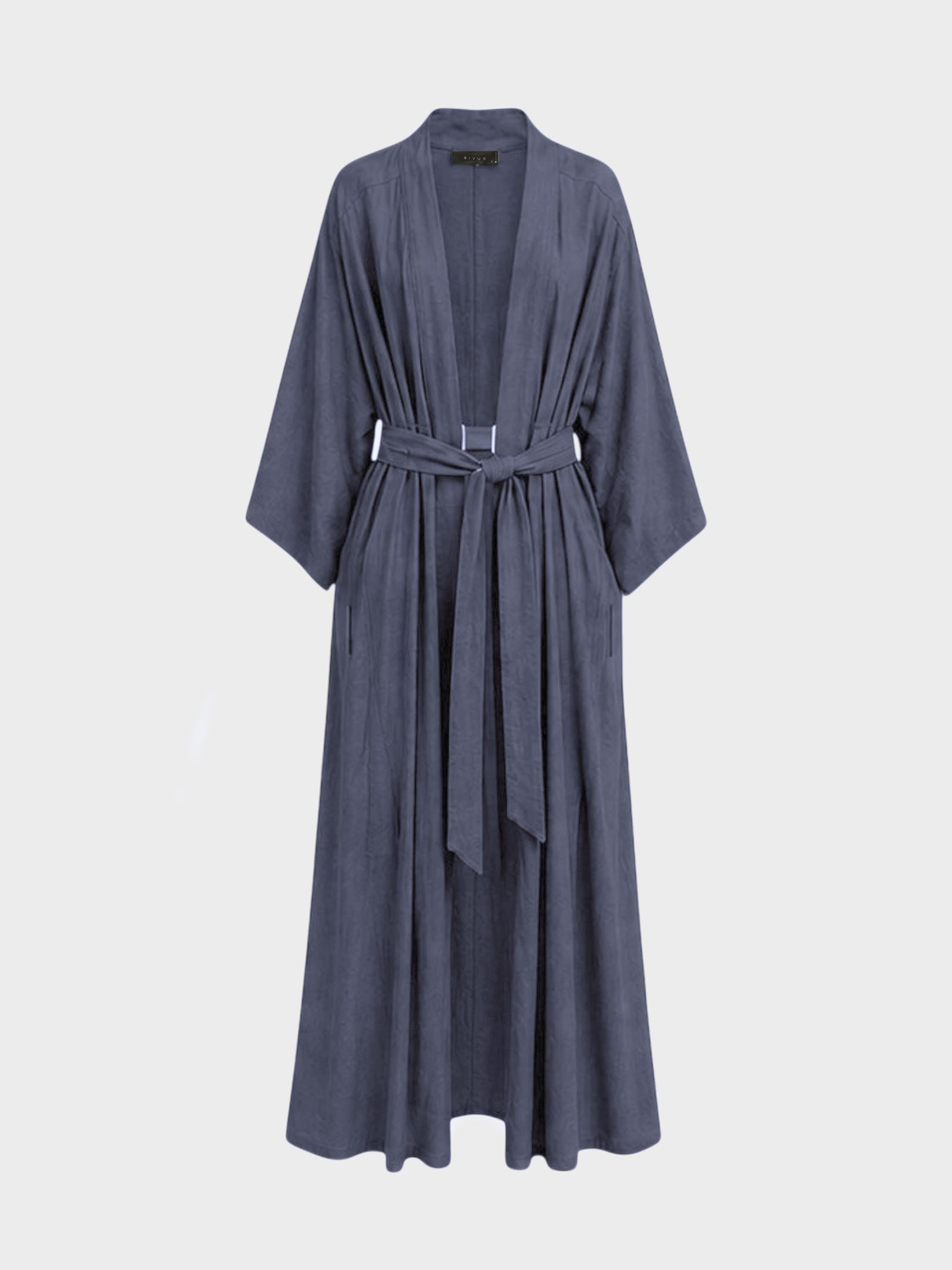 Kadın, Bayan Beli Bağlama Detaylı Keten Kimono - İndigo Kimono & Pareo Modelleri