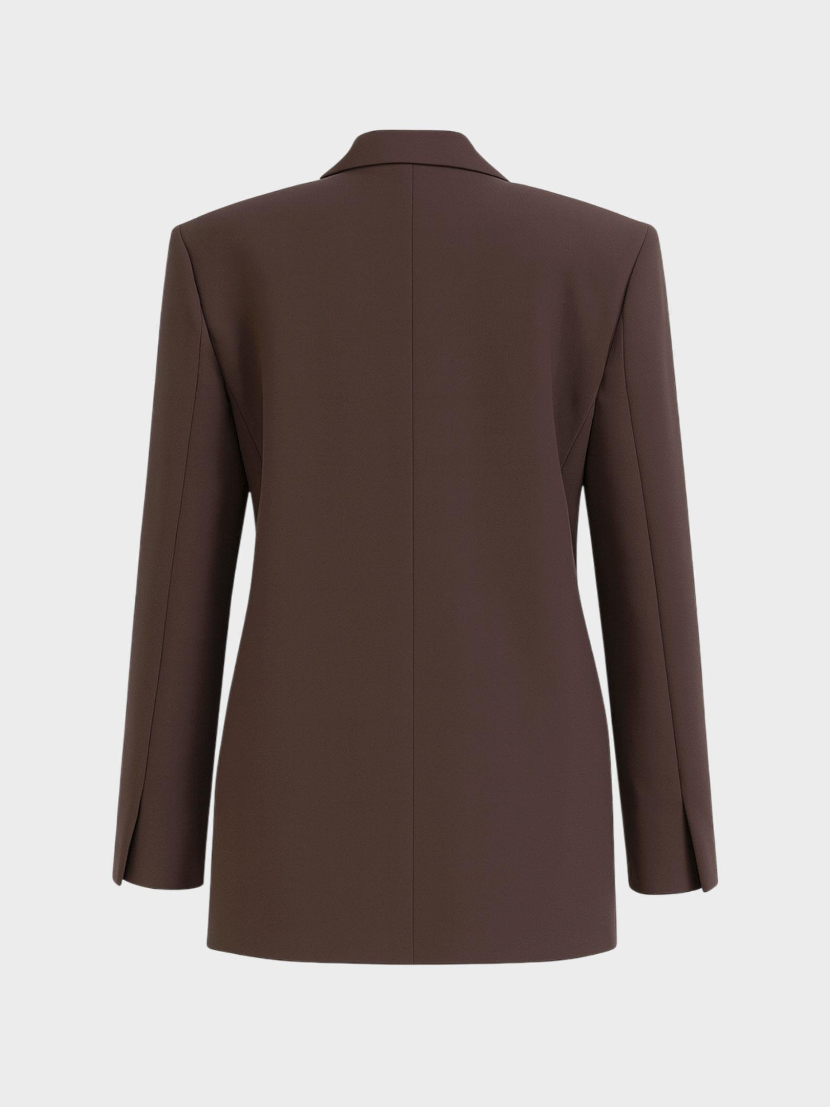 Kadın, Bayan Çift Düğmeli ve Önü Yırtmaç Detaylı Blazer Ceket - Kahve Ceket Modelleri