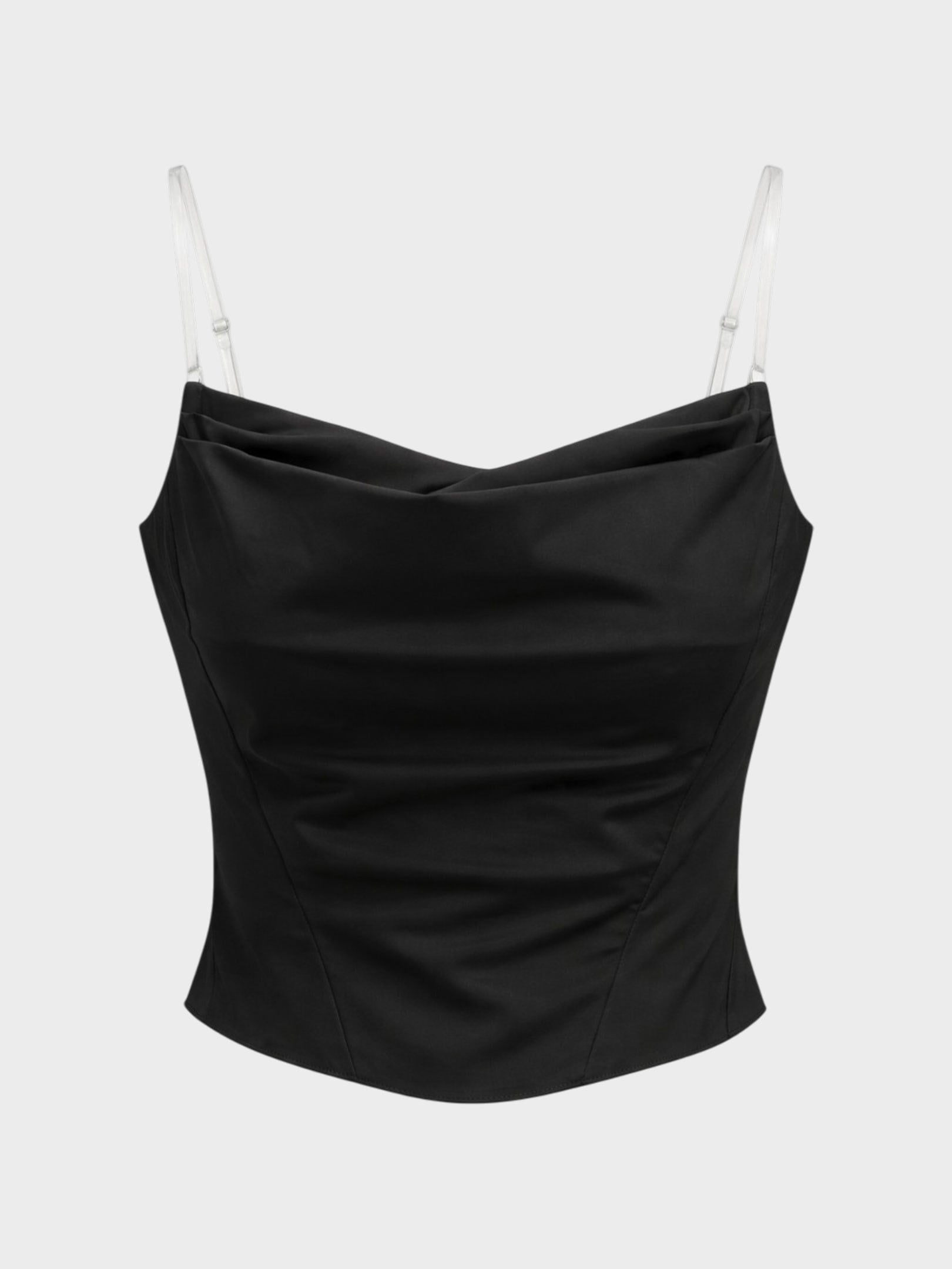 Kadın, Bayan Drapeli Yaka Fermuarlı Büstiyer - Siyah Kategorisiz Modelleri