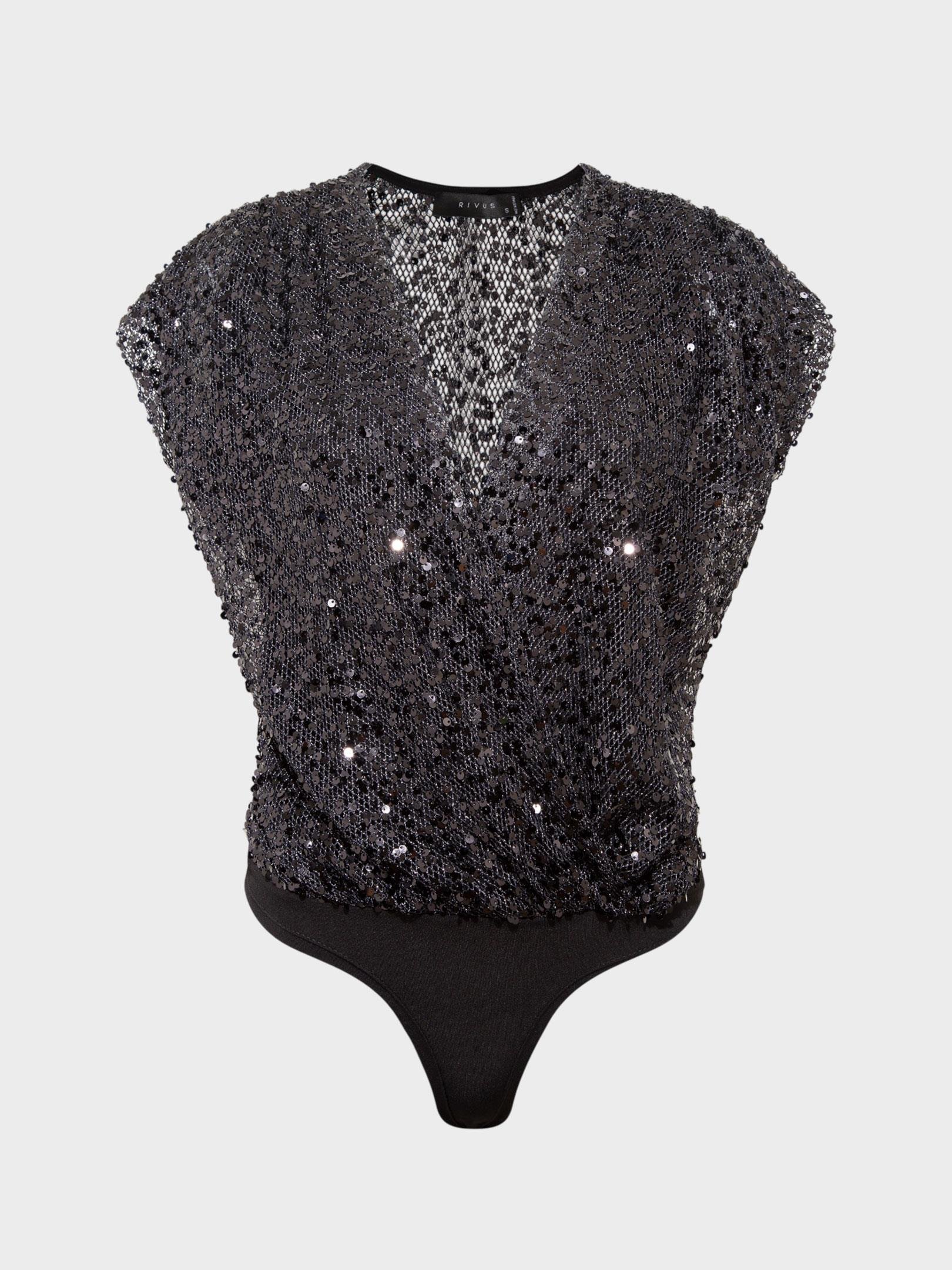 Kadın, Bayan File Payet Kruvaze Kesim Kolsuz Alttan Çıtçıtlı Body Kategorisiz Modelleri