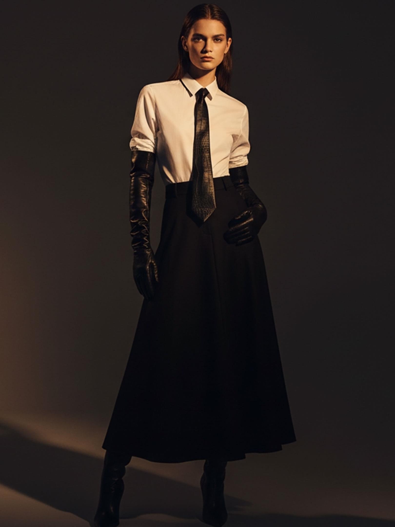 Kadın, Bayan Kroko Deri Kravat - Siyah Deri Aksesuar Modelleri