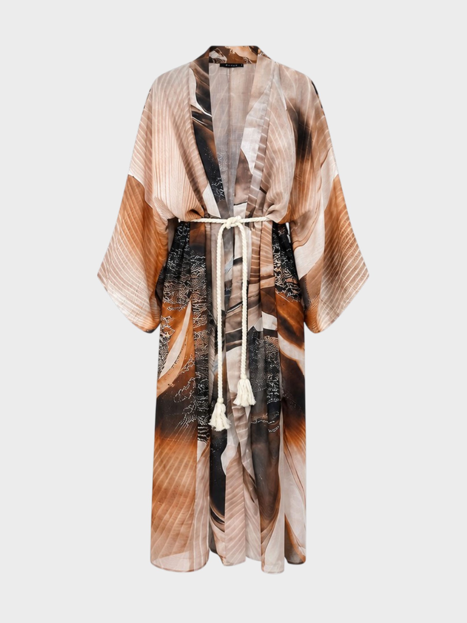 Kadın, Bayan Kuşak Detaylı  Çöl Orkidesi Desenli Kimono Kategorisiz Modelleri