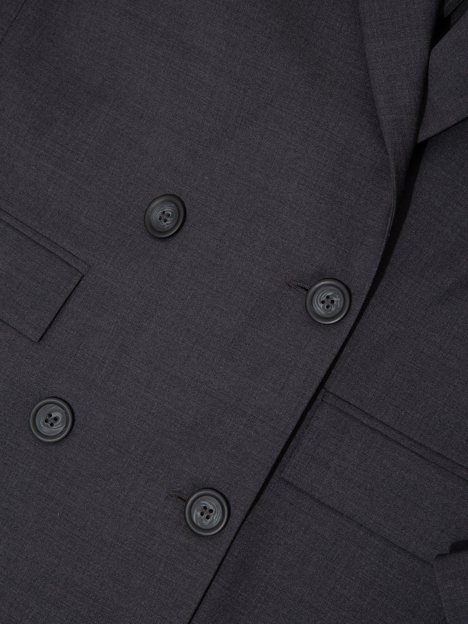Kadın, Bayan Modern Form Kruvaze Kesim Yün Karışımlı Vatkalı Blazer Ceket - Gri Ceket Modelleri