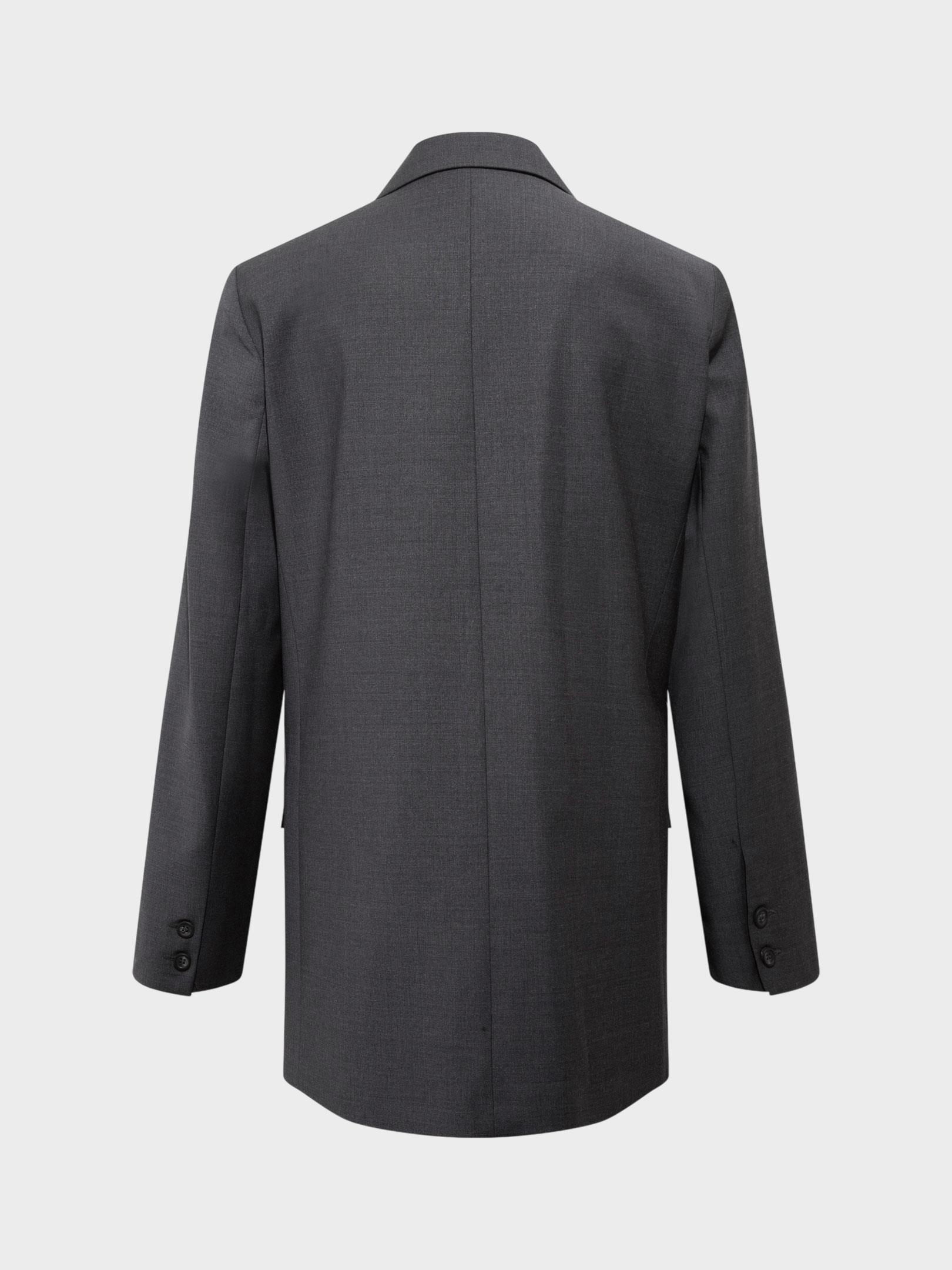 Kadın, Bayan Modern Form Kruvaze Kesim Yün Karışımlı Vatkalı Blazer Ceket - Gri Ceket Modelleri
