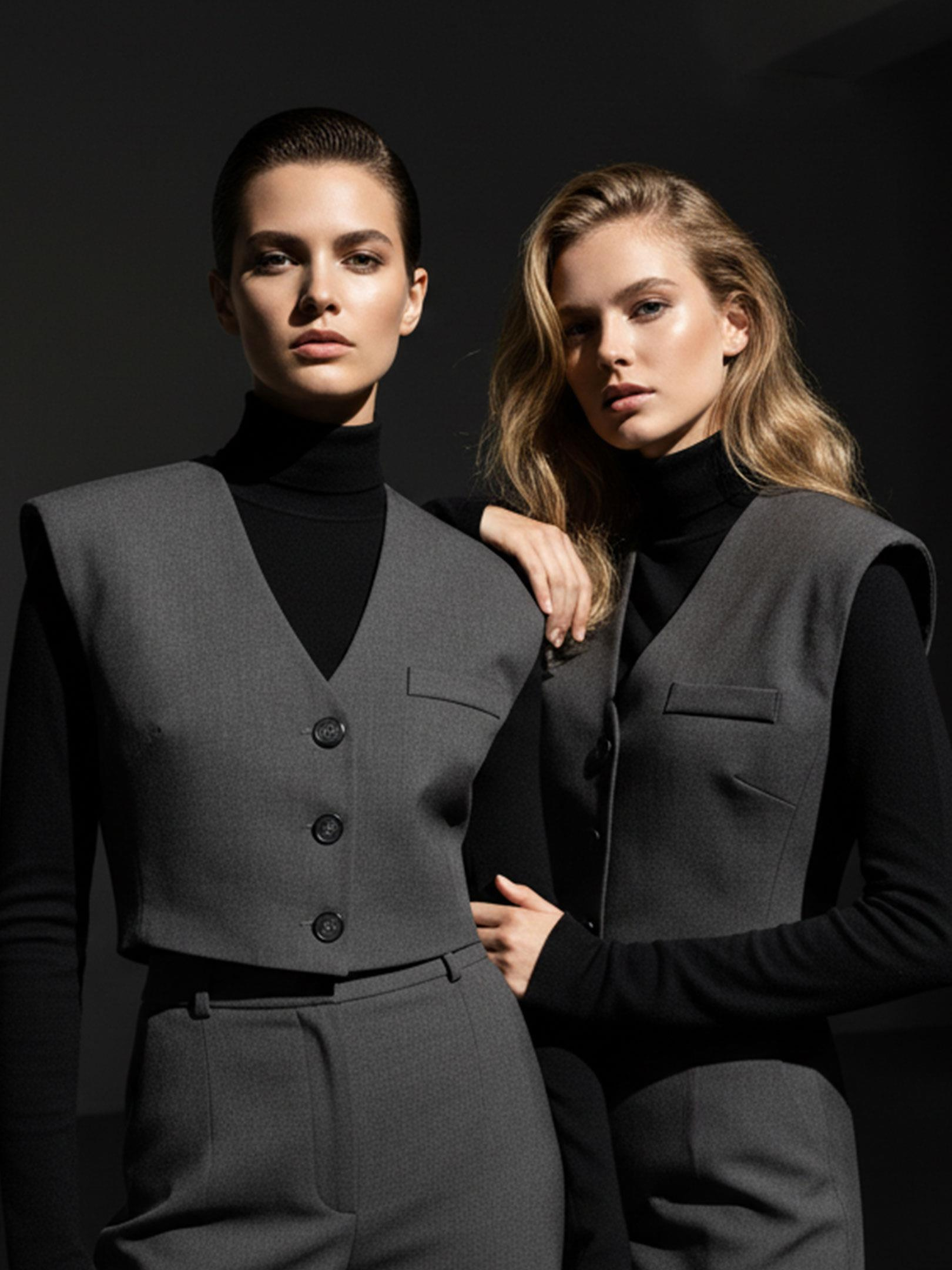 Kadın, Bayan Omuzları Vatka Detaylı Crop Yelek - Gri Kategorisiz Modelleri