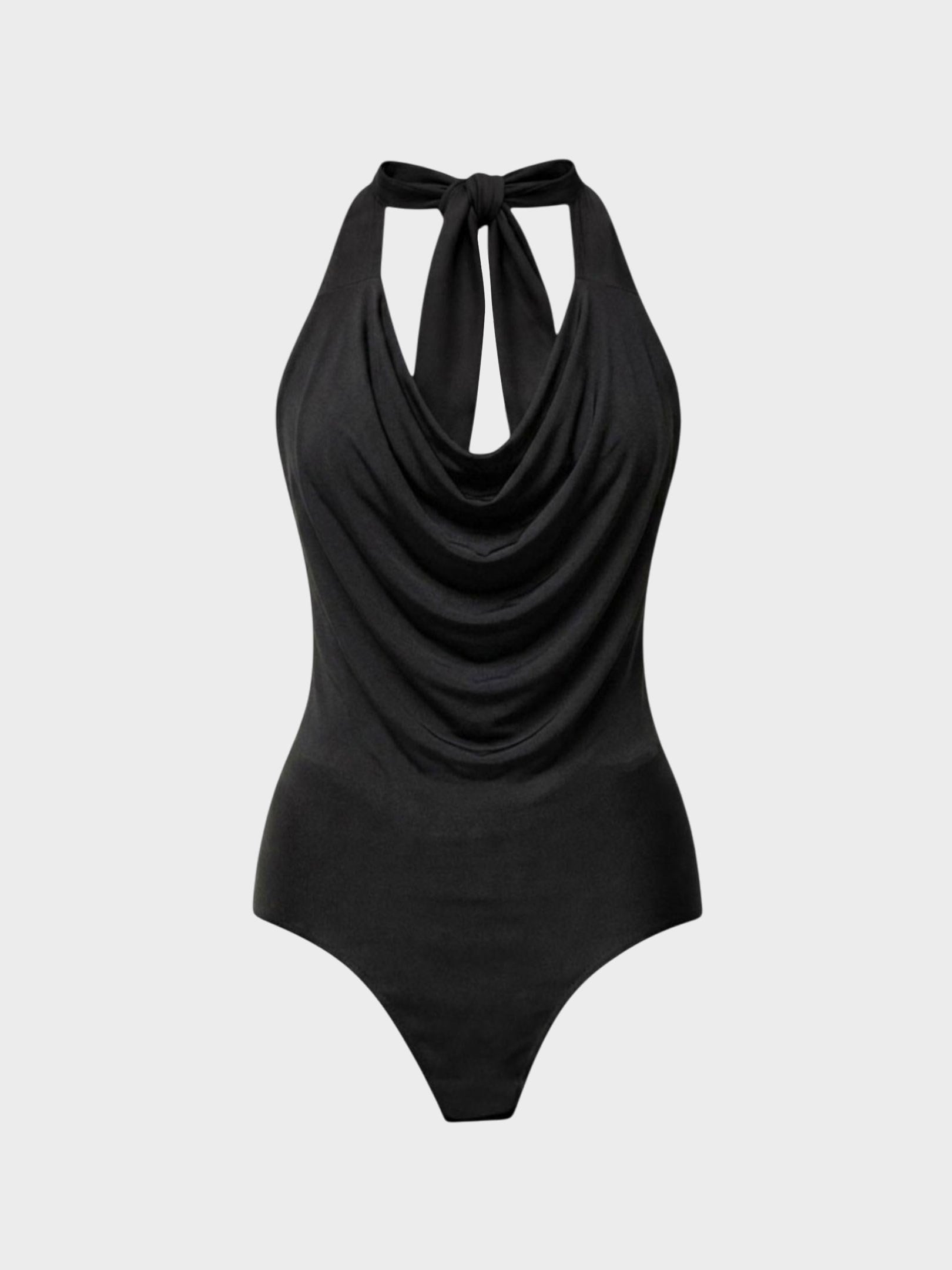 Kadın, Bayan Sırt Dekolteli Kavisli Drape Detaylı Alttan Çıtçıtlı Body - Siyah Kategorisiz Modelleri