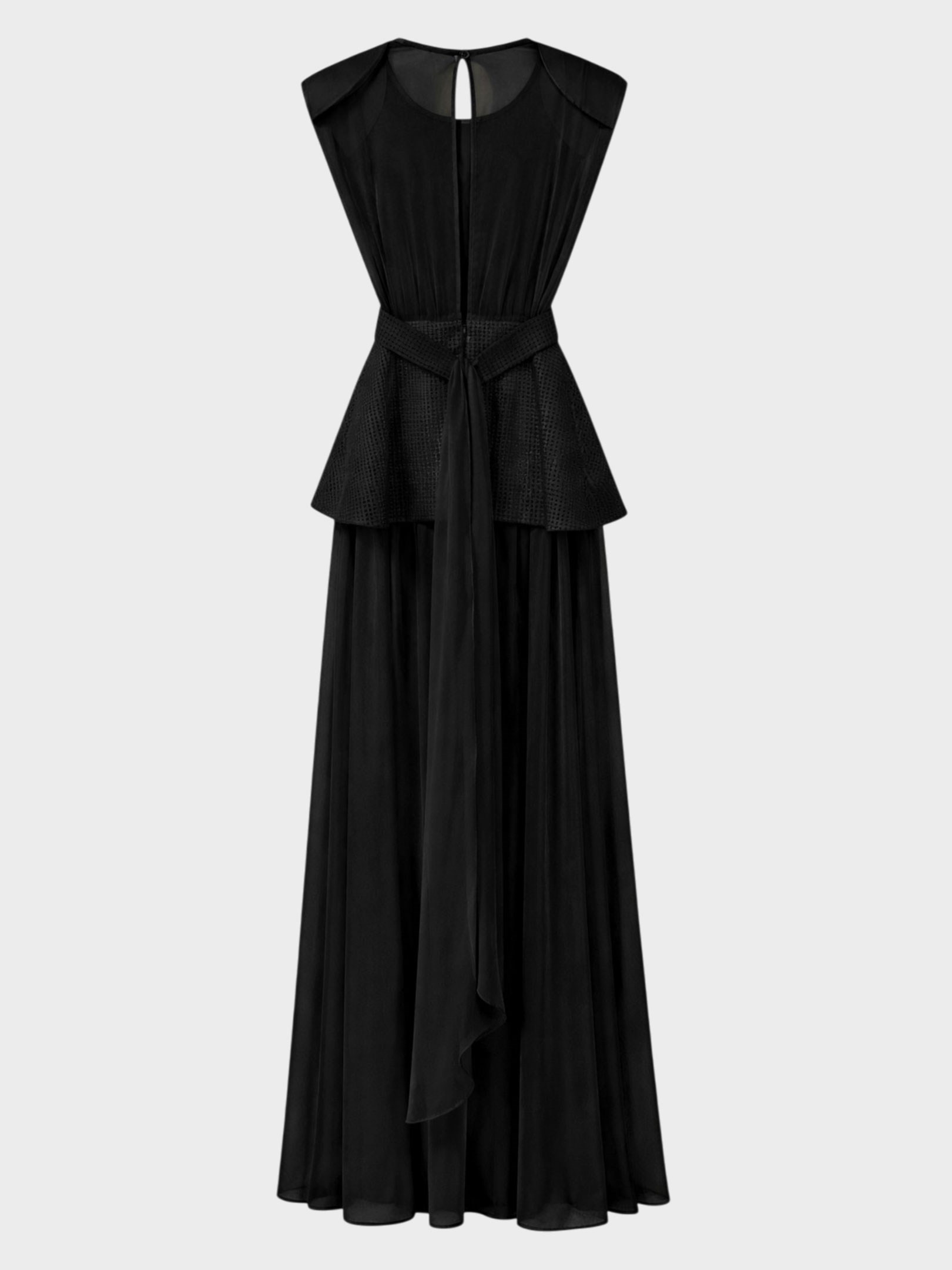 Kadın, Bayan Taş Detaylı Vatkalı Tül Uzun Elbise - Siyah Elbise Modelleri
