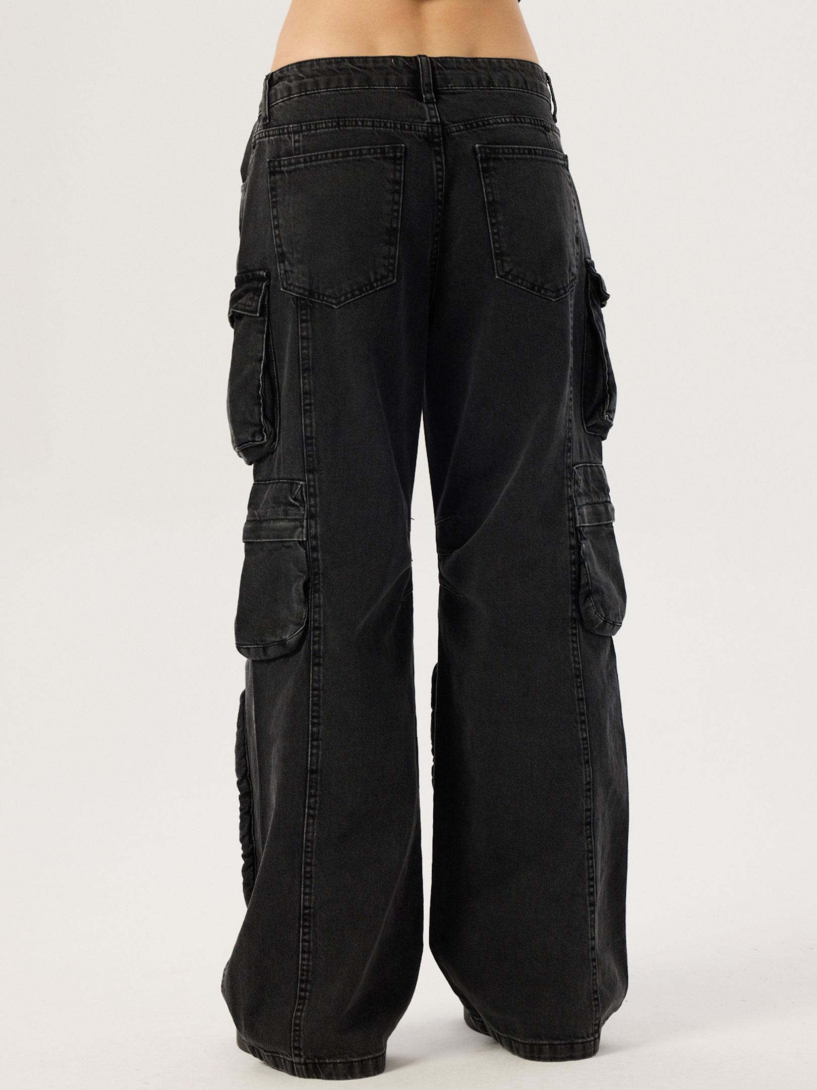 Kargo Cepli Jean Pantolon - Siyah Pantolon Modelleri
