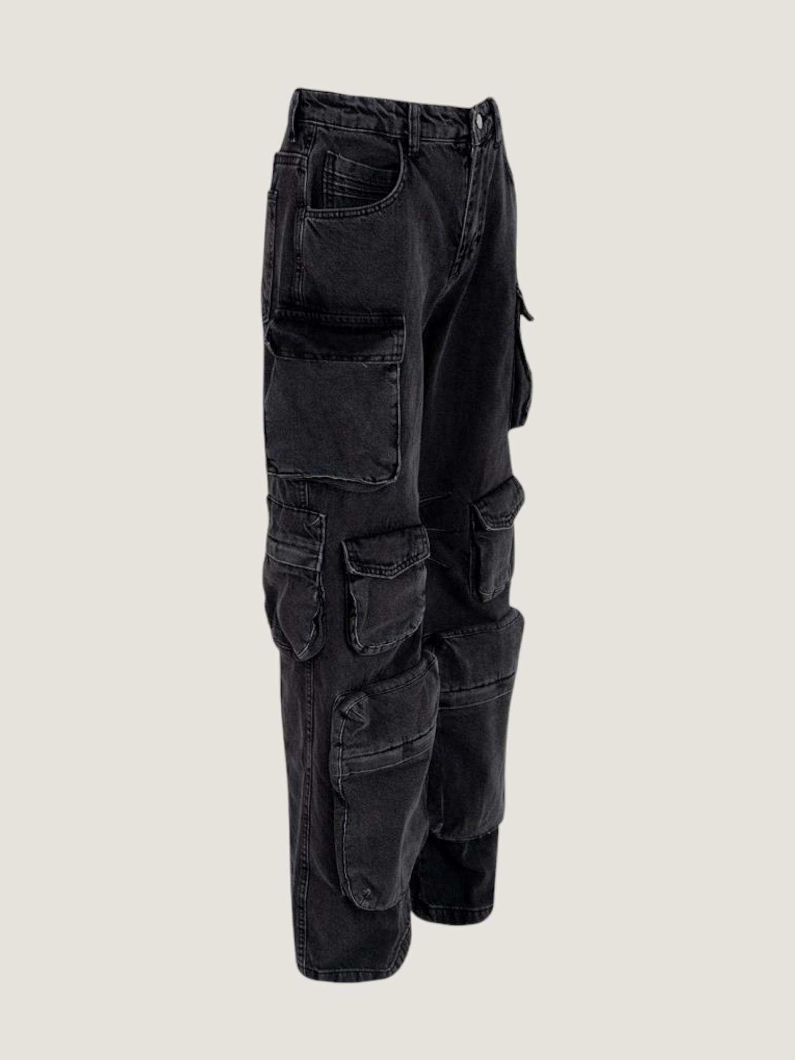 Kargo Cepli Jean Pantolon - Siyah Pantolon Modelleri