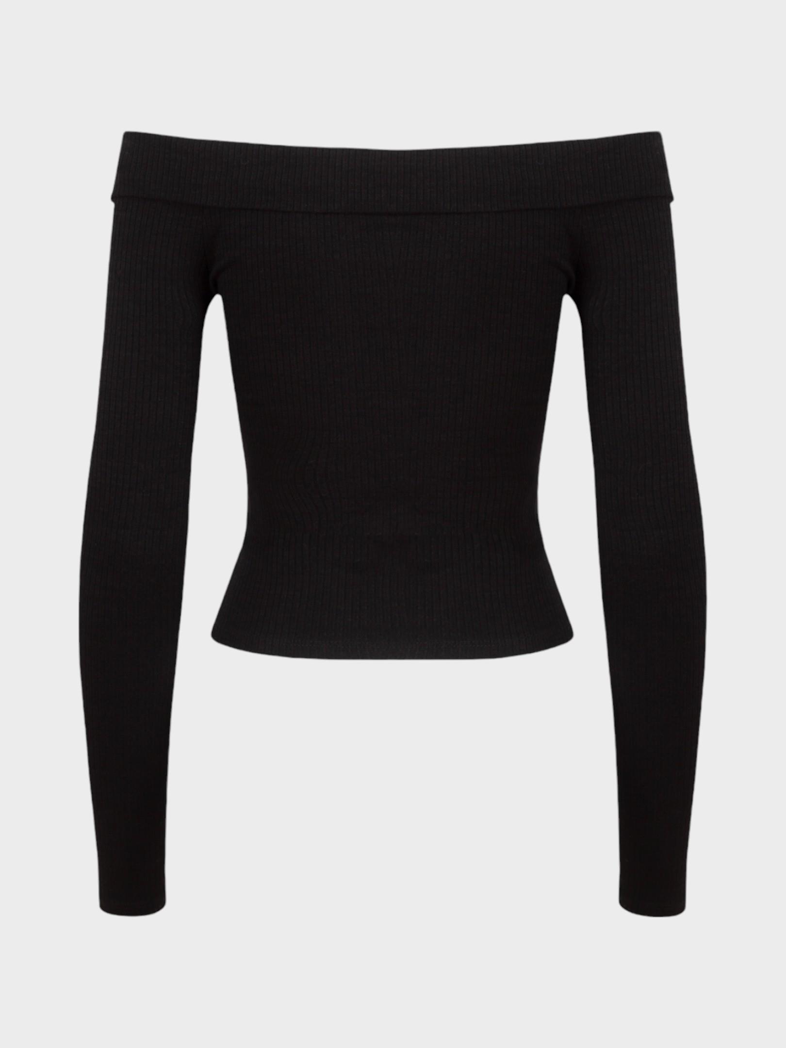 Kayık Yaka Uzun Kol Body - Siyah Body Modelleri