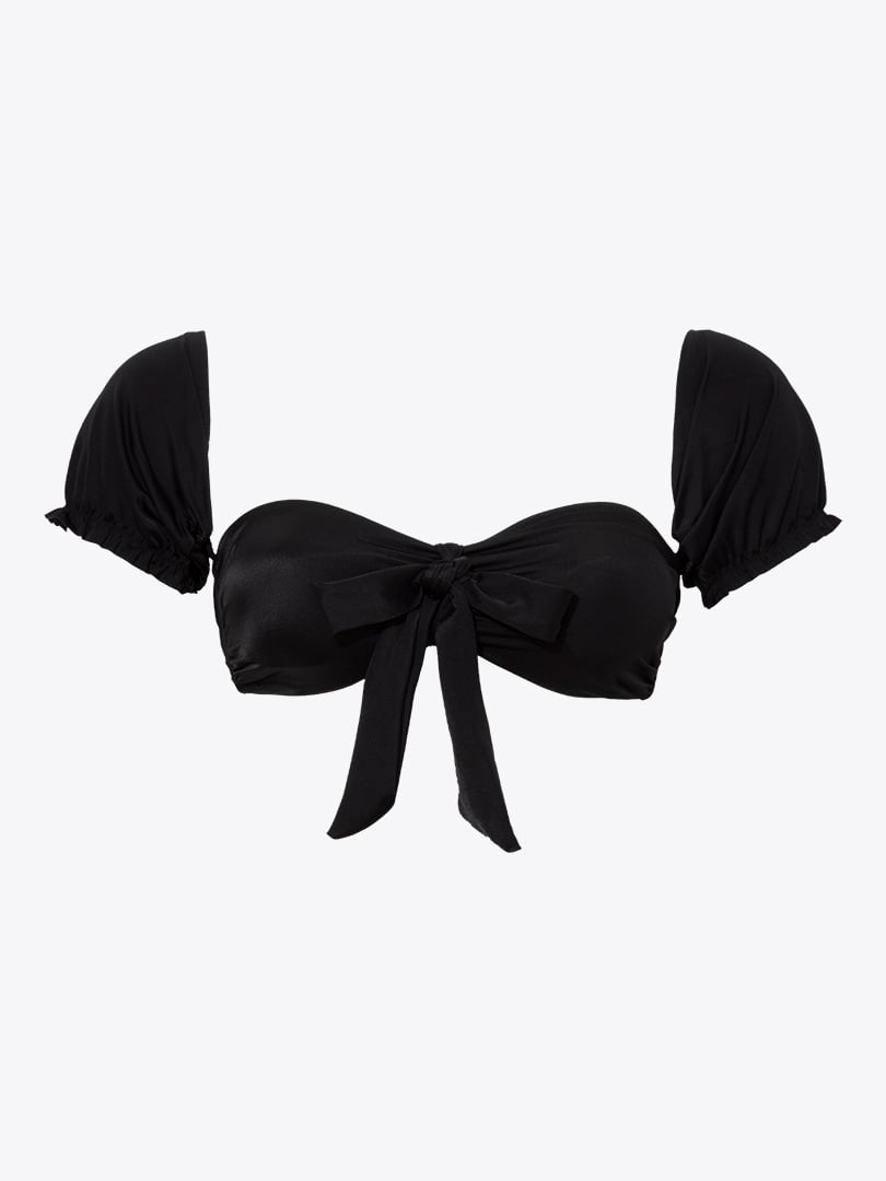 Kollu Siyah Bikini Üstü - Siyah