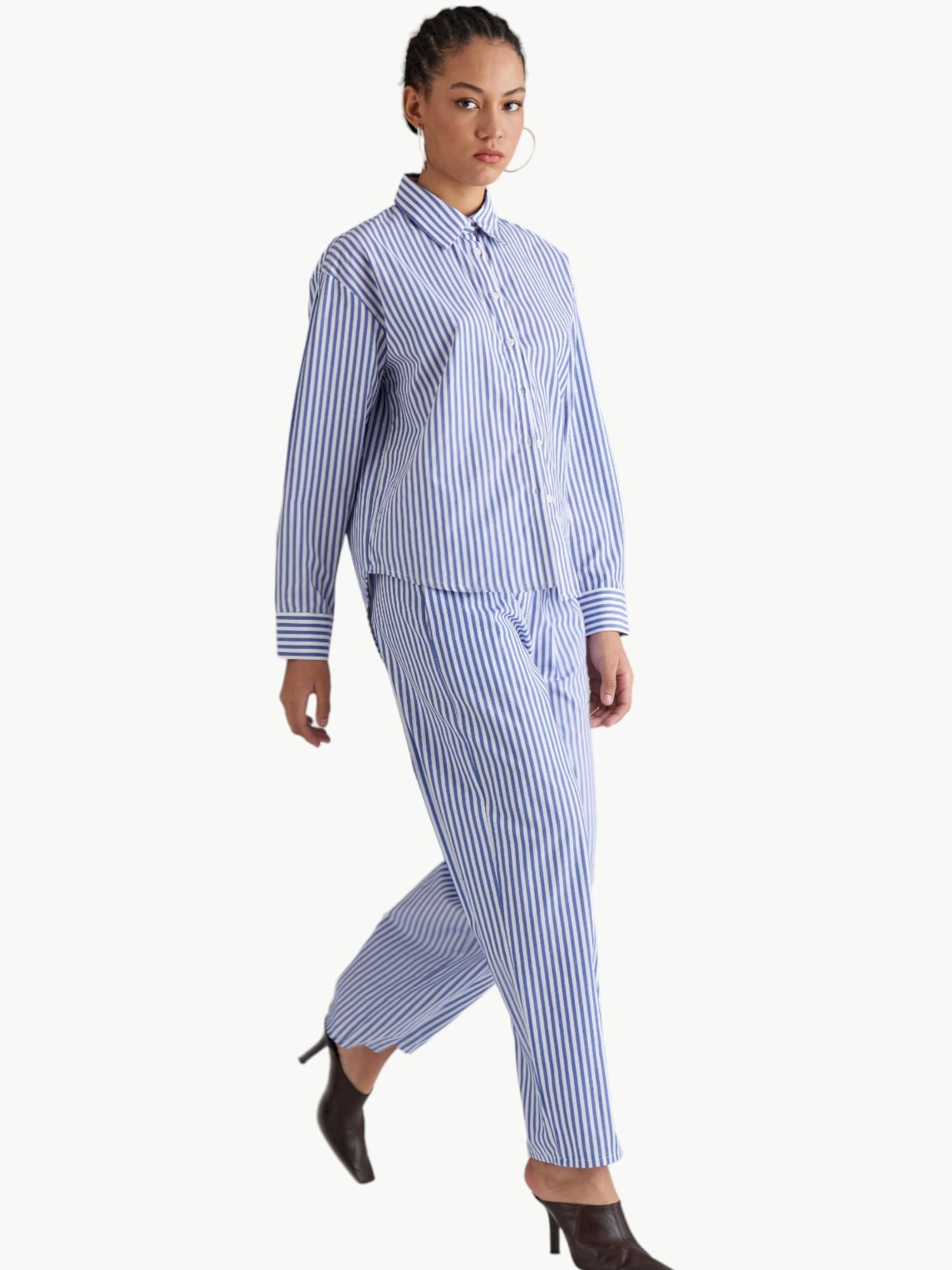 Koton Pantolon - Mavi Çizgili Pantolon Modelleri