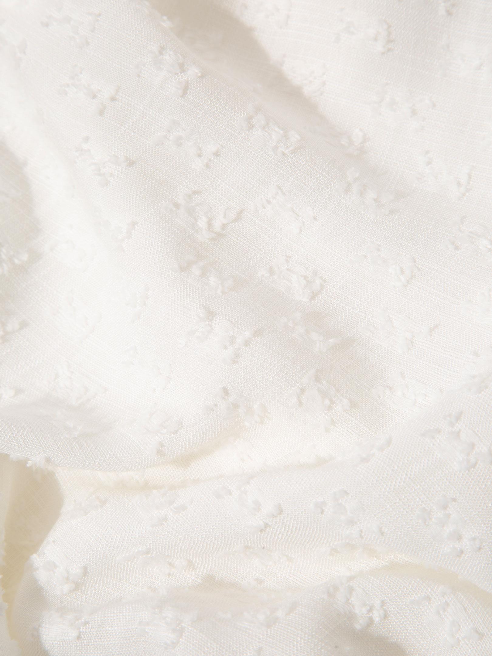 Kumaşı Dokulu ve Beli Bağlama Detaylı Kimono - Beyaz Kimono & Pareo Modelleri