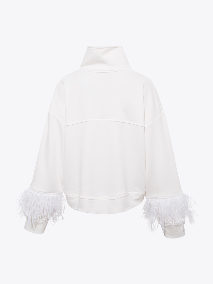 Kuş Tüylü Sweatshirt - Ekru
