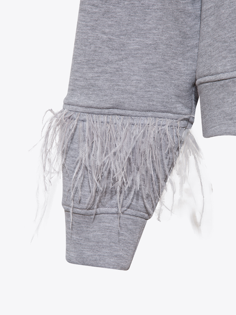 Kuş Tüylü Sweatshirt - Gri