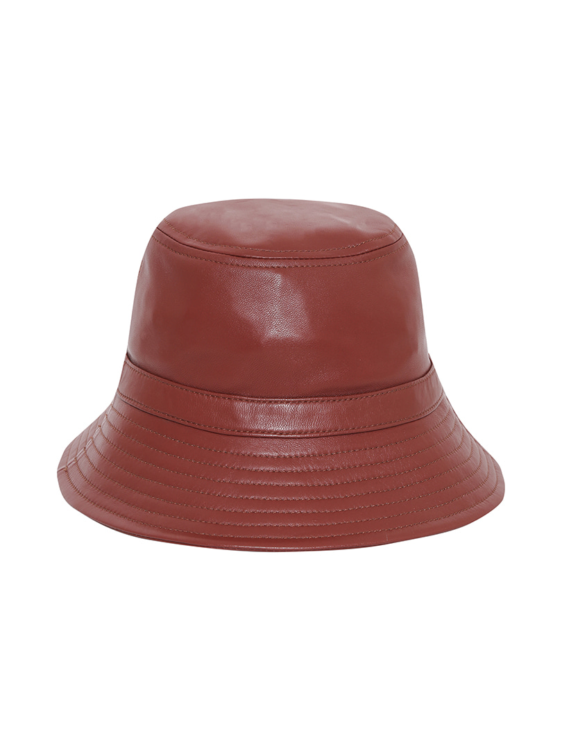 Leather Bucket Hat - Bordo
